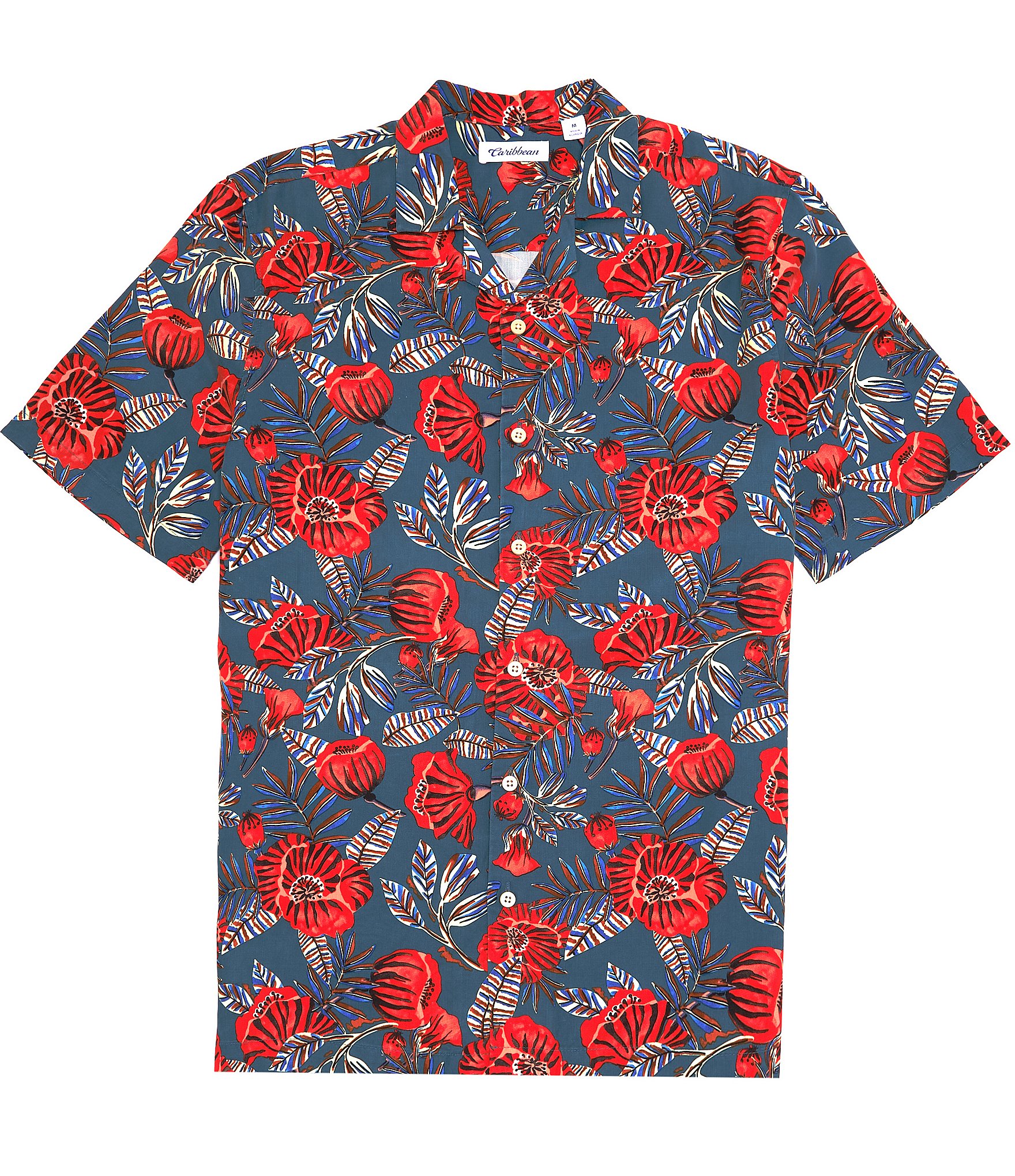 Caribbean Aqua Collection Printed Short Sleeve Woven Camp Shirt | Dillard's