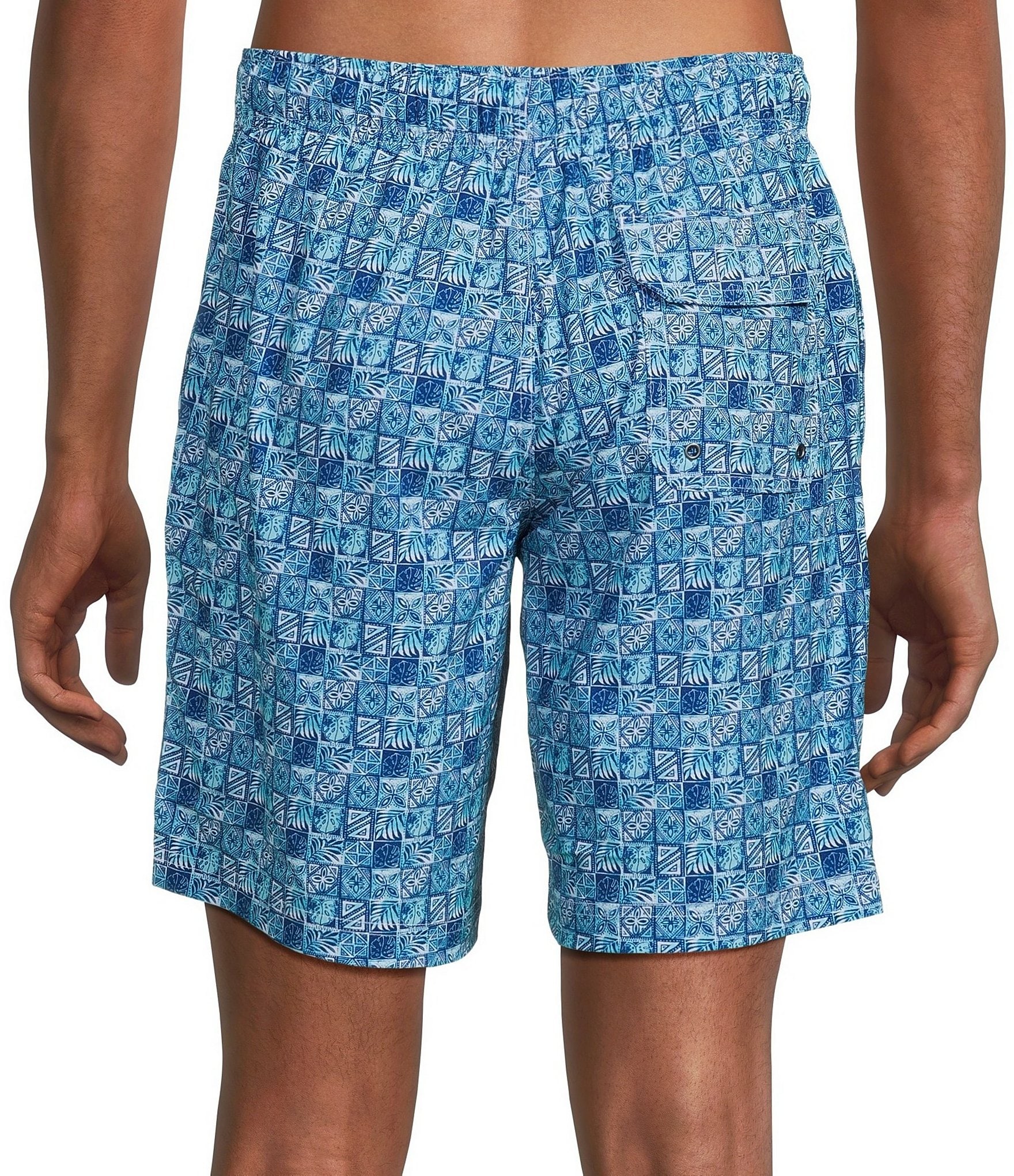 Caribbean Batik Geo 9#double; Inseam Swim Trunks