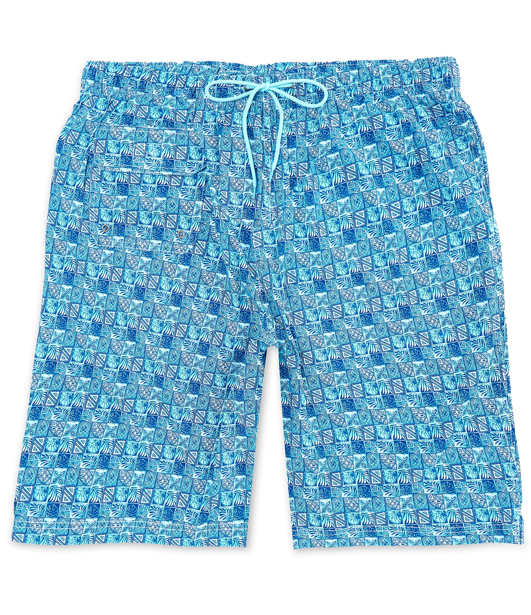 Caribbean Big & Tall Batik Geometric 9#double; And 11#double; Inseam Swim Trunks