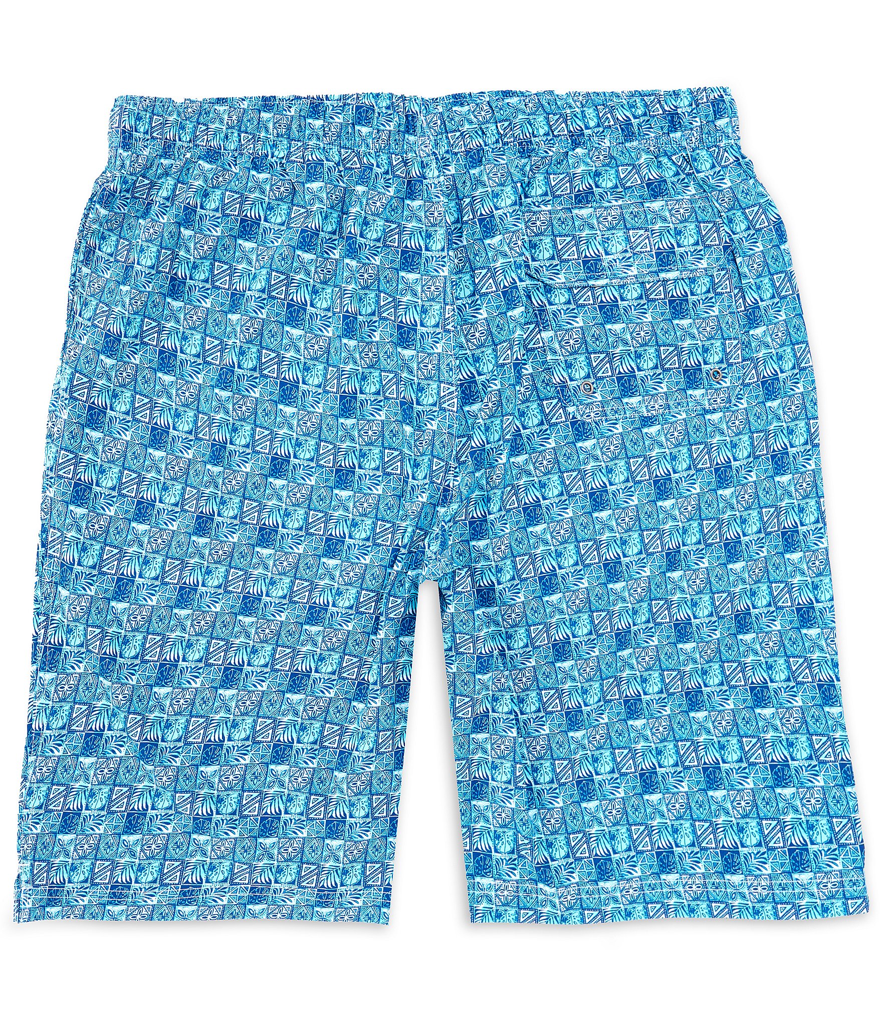 Caribbean Big & Tall Batik Geometric 9#double; And 11#double; Inseam Swim Trunks