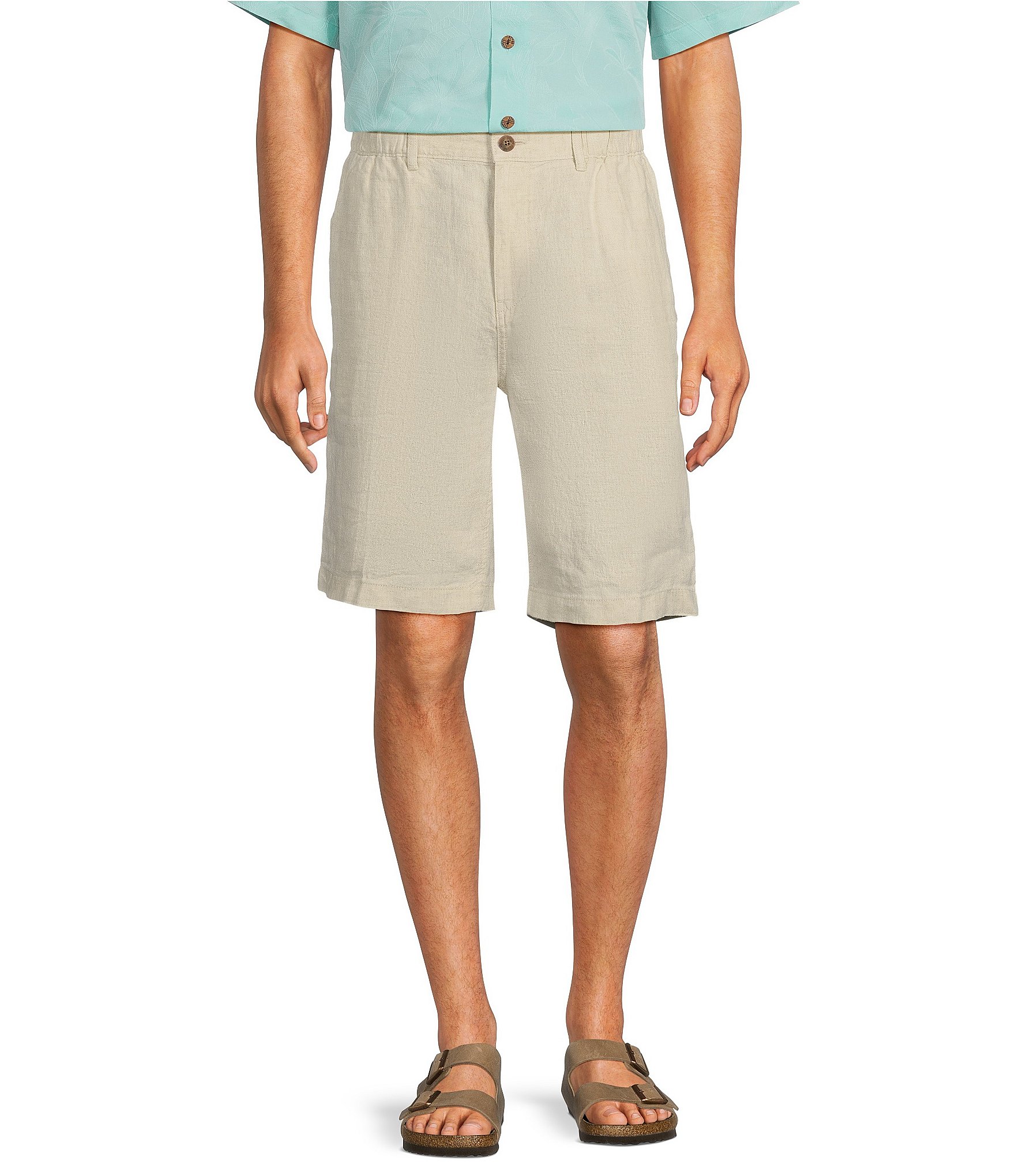 Caribbean Big & Tall Flat Front Linen 10#double; Inseam Shorts