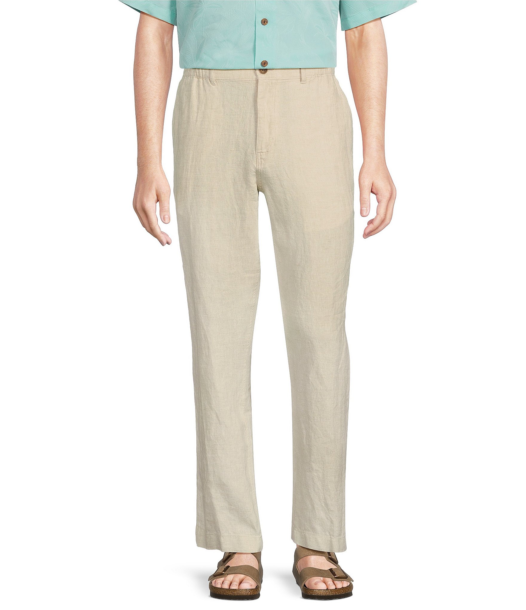 Caribbean Big & Tall Flat Front Linen Woven Pants