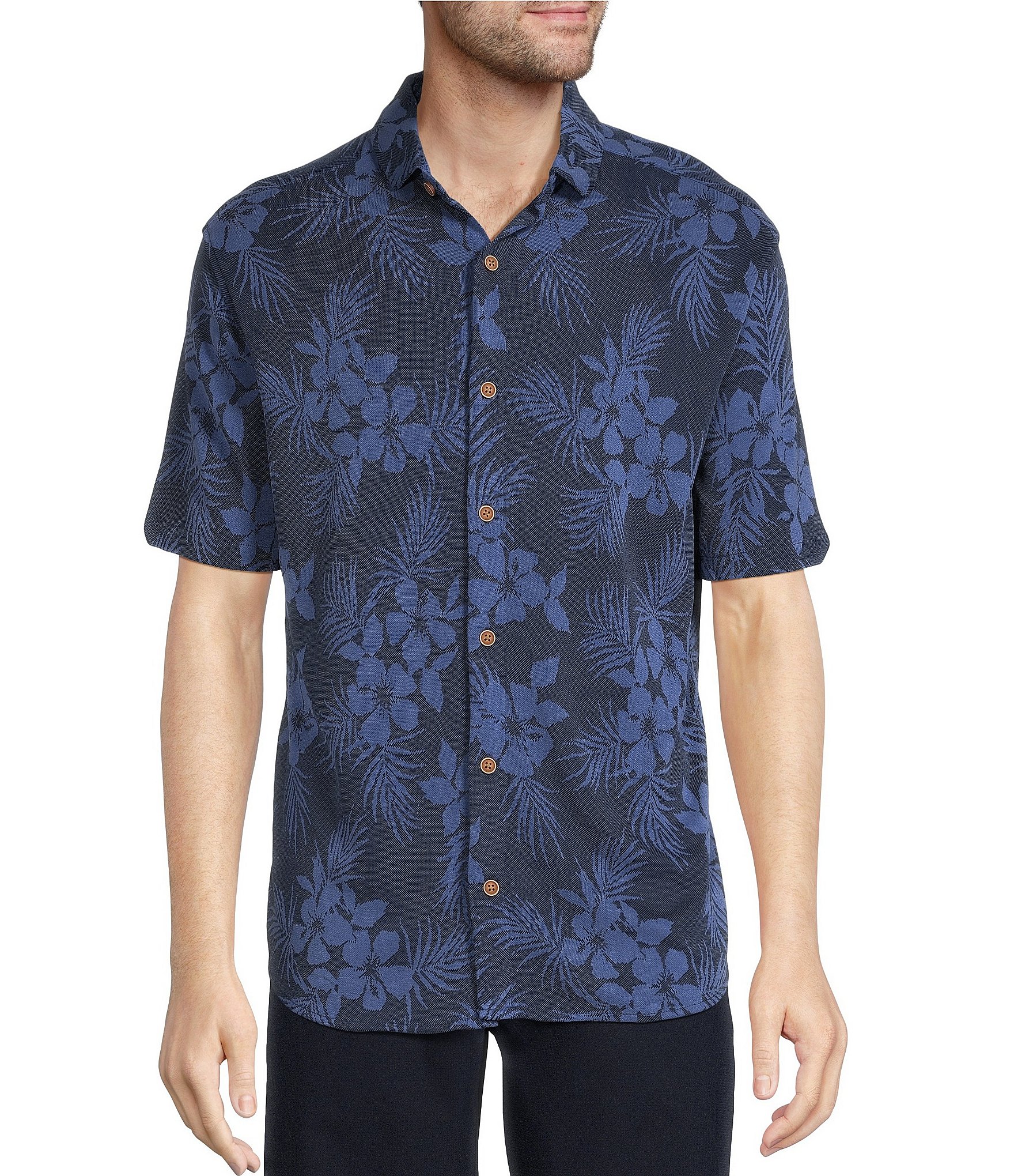 Caribbean Big & Tall Floral Print Short Sleeve Woven Shirt | Dillard's