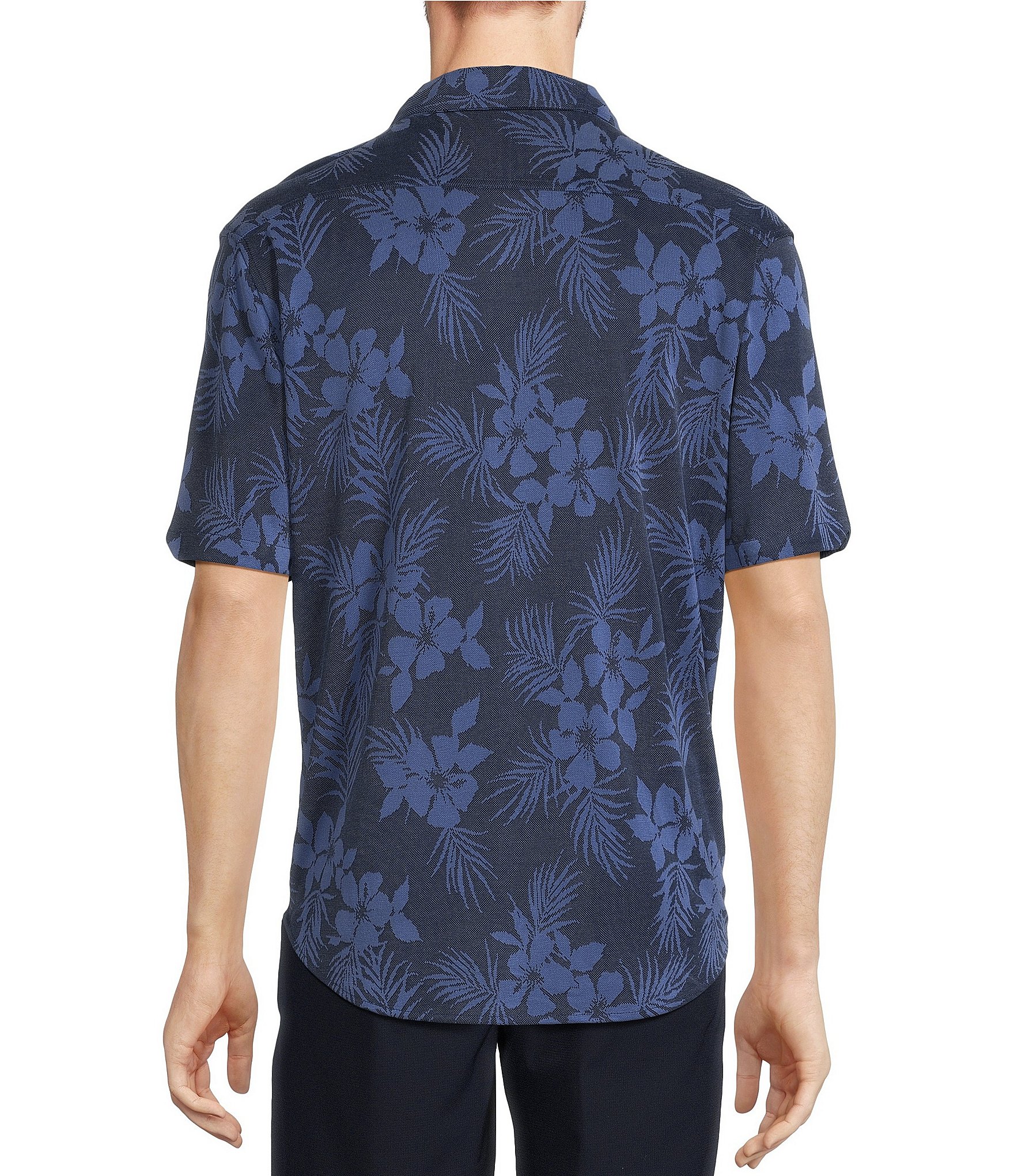 Caribbean Big & Tall Floral Print Short Sleeve Woven Shirt