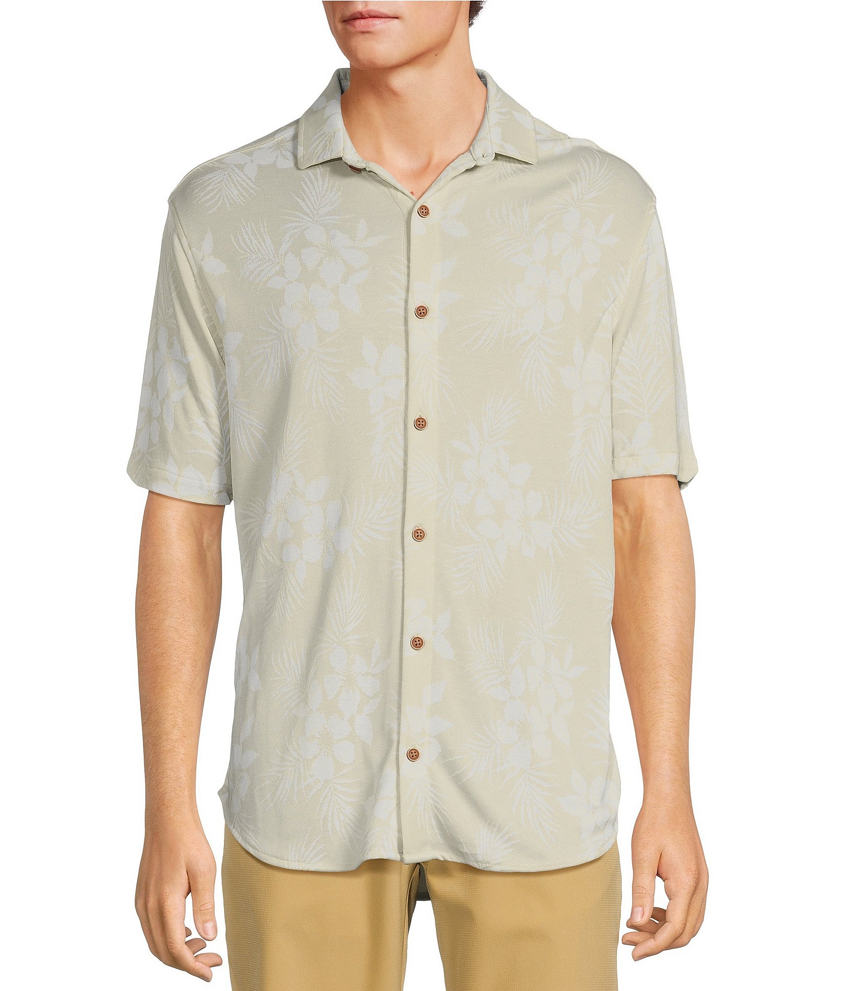 Caribbean Big & Tall Floral Print Short Sleeve Woven Shirt