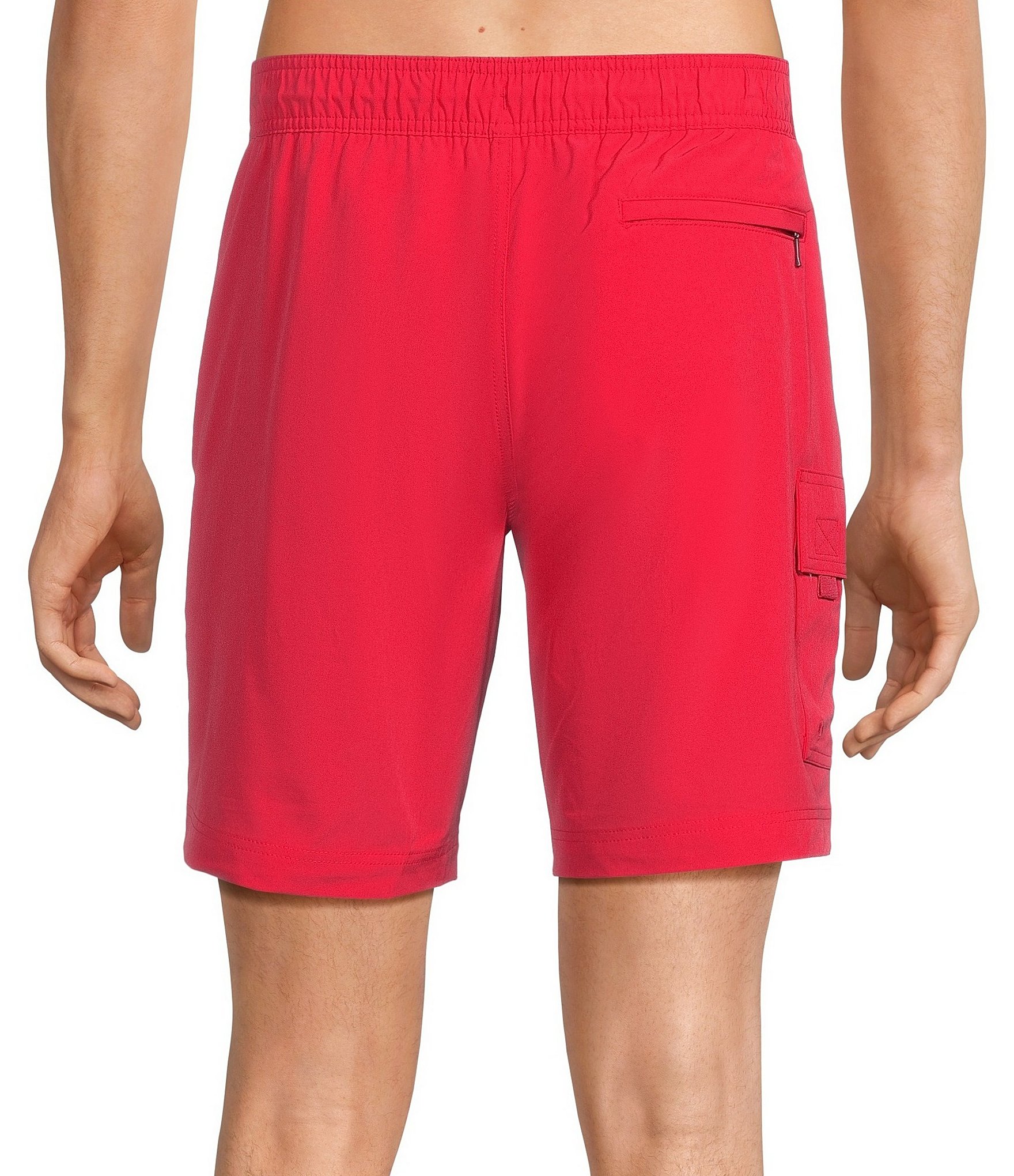 Caribbean Big & Tall Half Elastic Solid Cargo 9#double; and 11#double; Inseam Swim Trunks