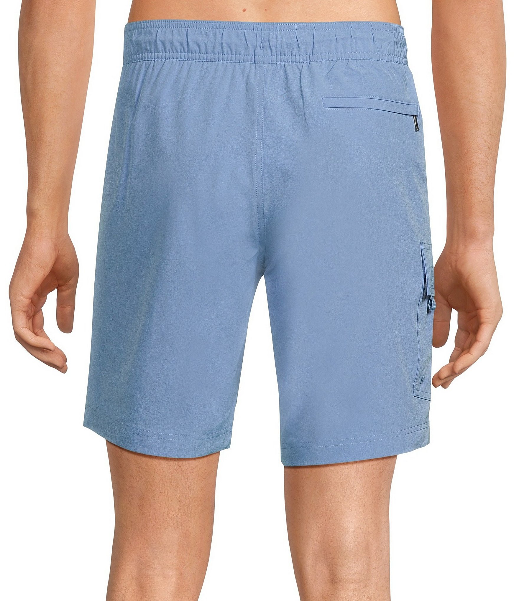 Caribbean Big & Tall Half Elastic Solid Cargo 9#double; and 11#double; Inseam Swim Trunks