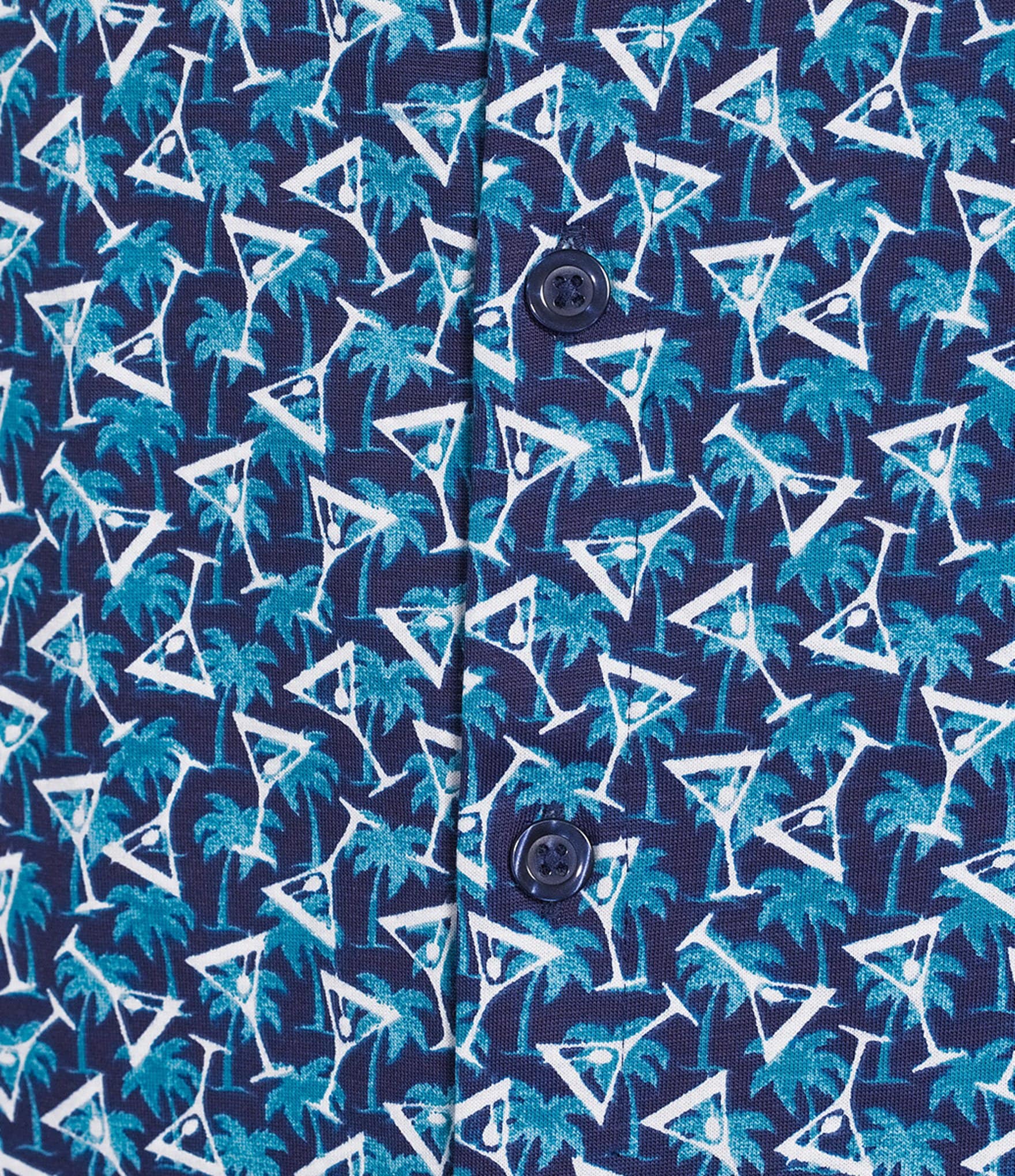 Caribbean Coatfront Mini Drinks Print Short Sleeve Woven Shirt