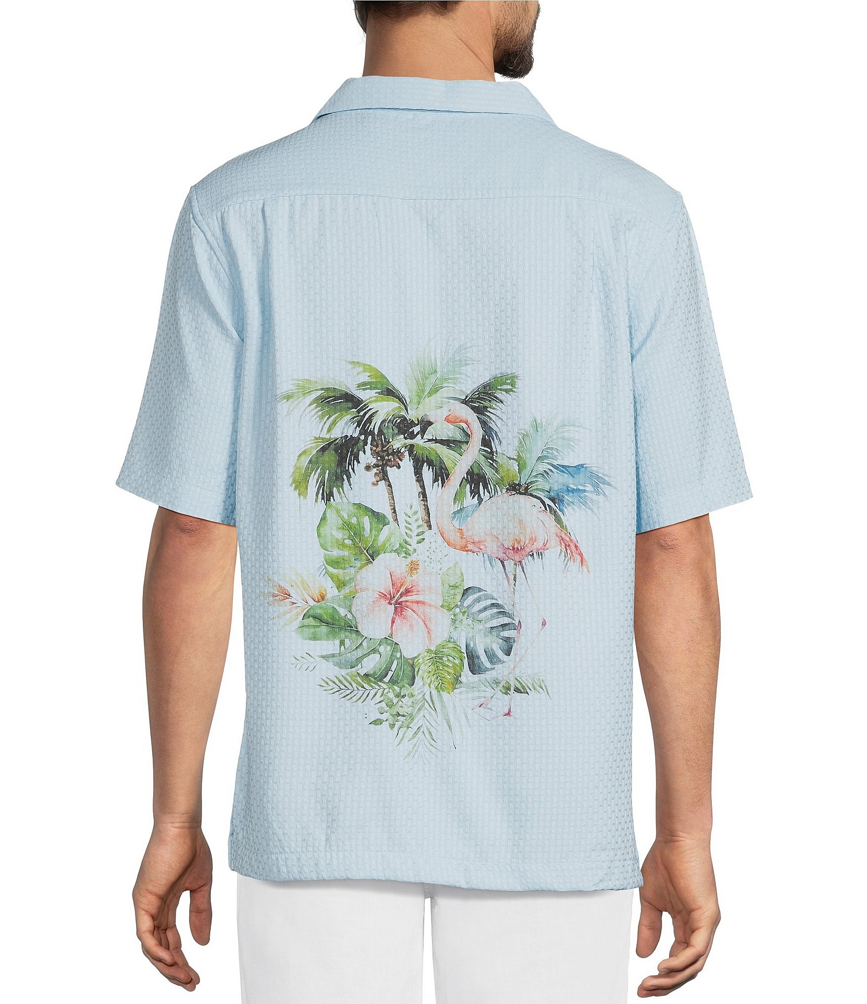 Caribbean Dobby Print Short Sleeve Woven Camp Shirt