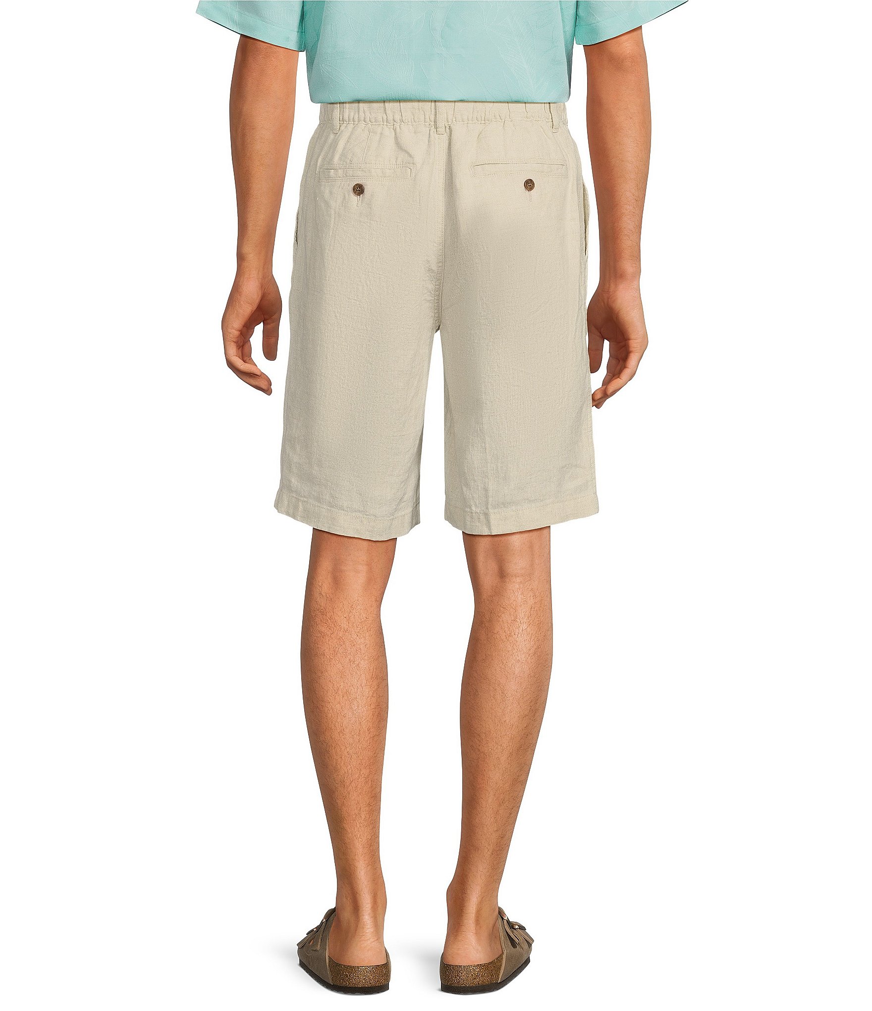 Caribbean Flat Front Linen 10#double; Inseam Shorts