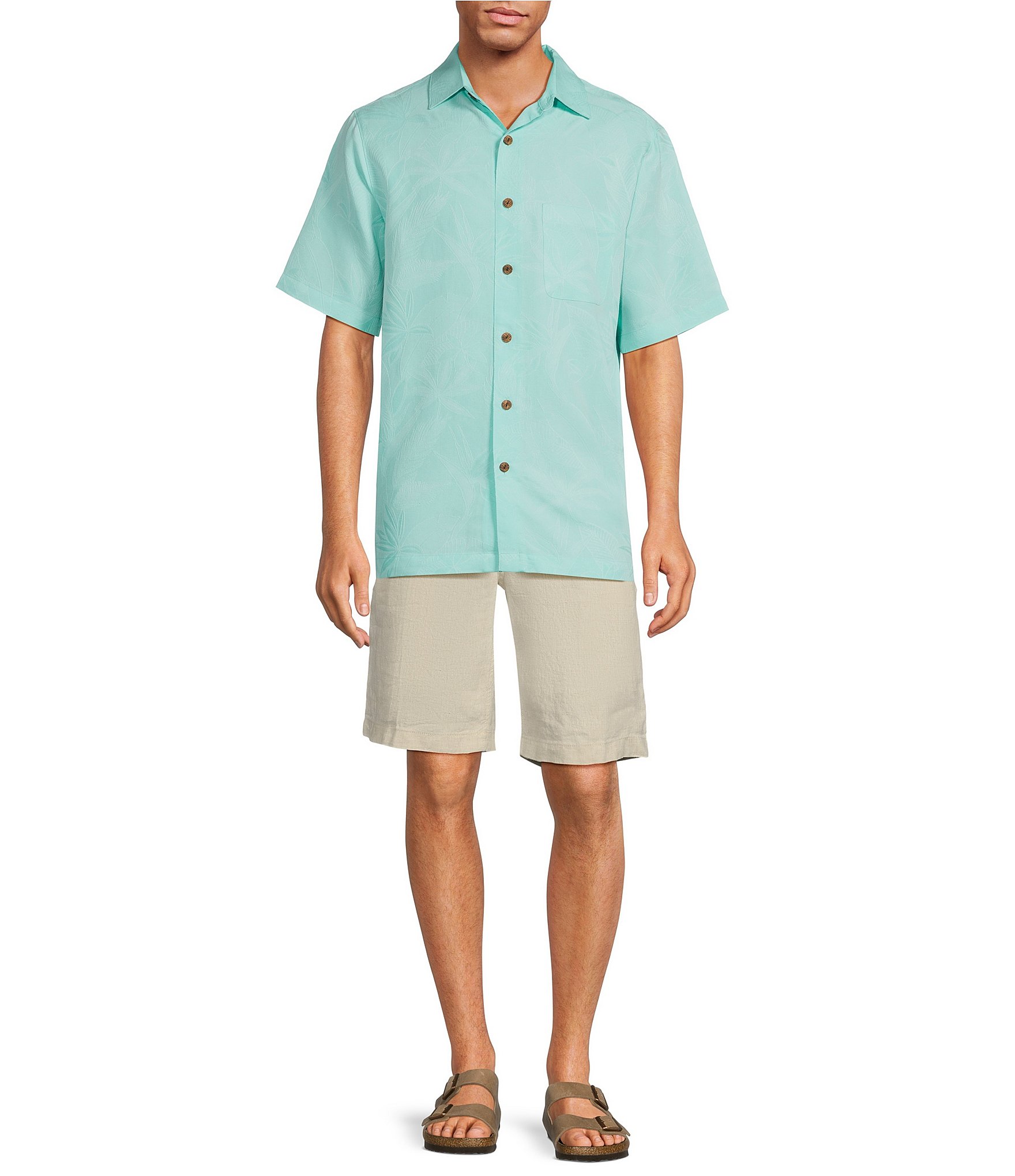 Caribbean Flat Front Linen 10#double; Inseam Shorts