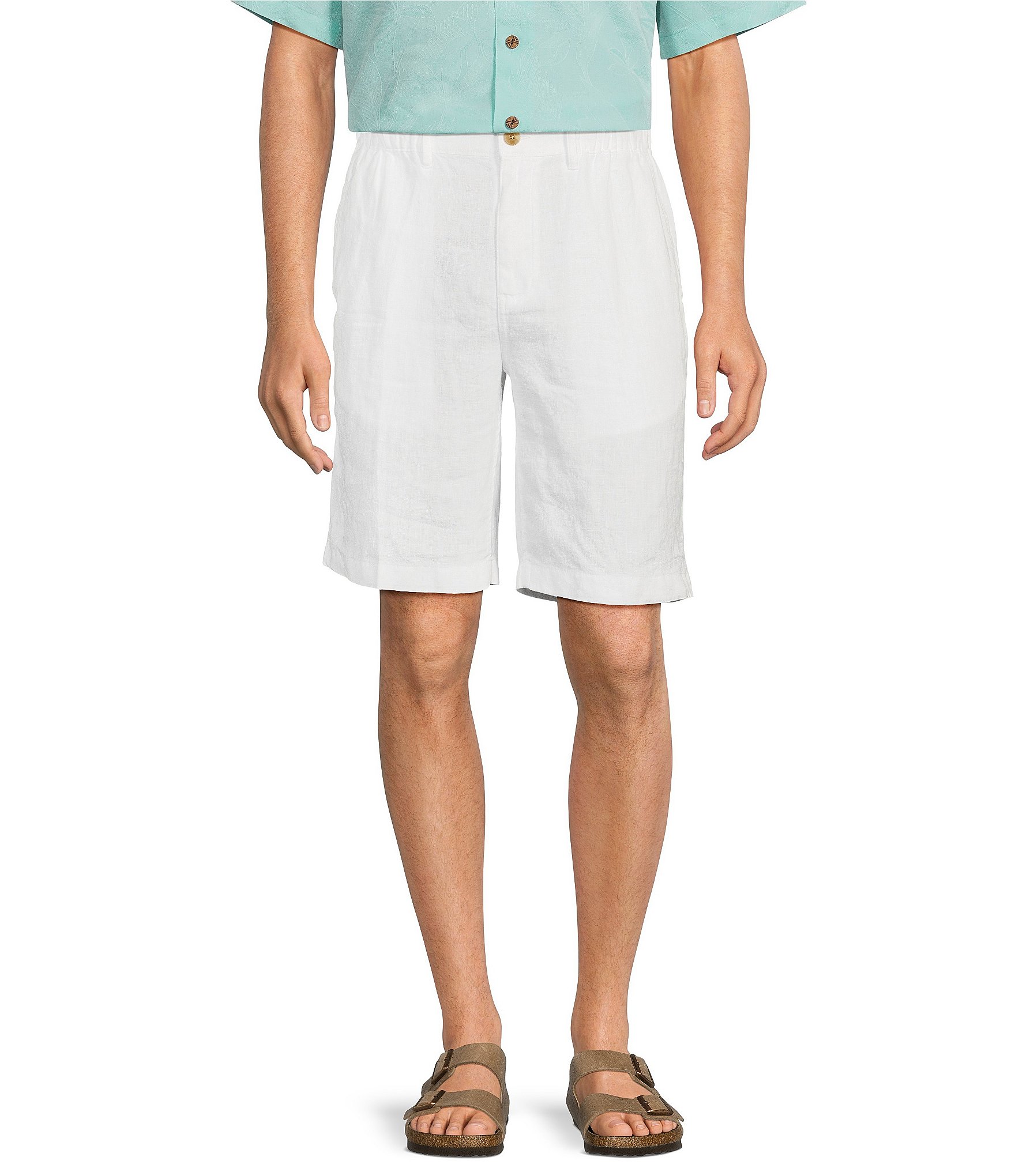 Caribbean Flat Front Linen 10#double; Inseam Shorts