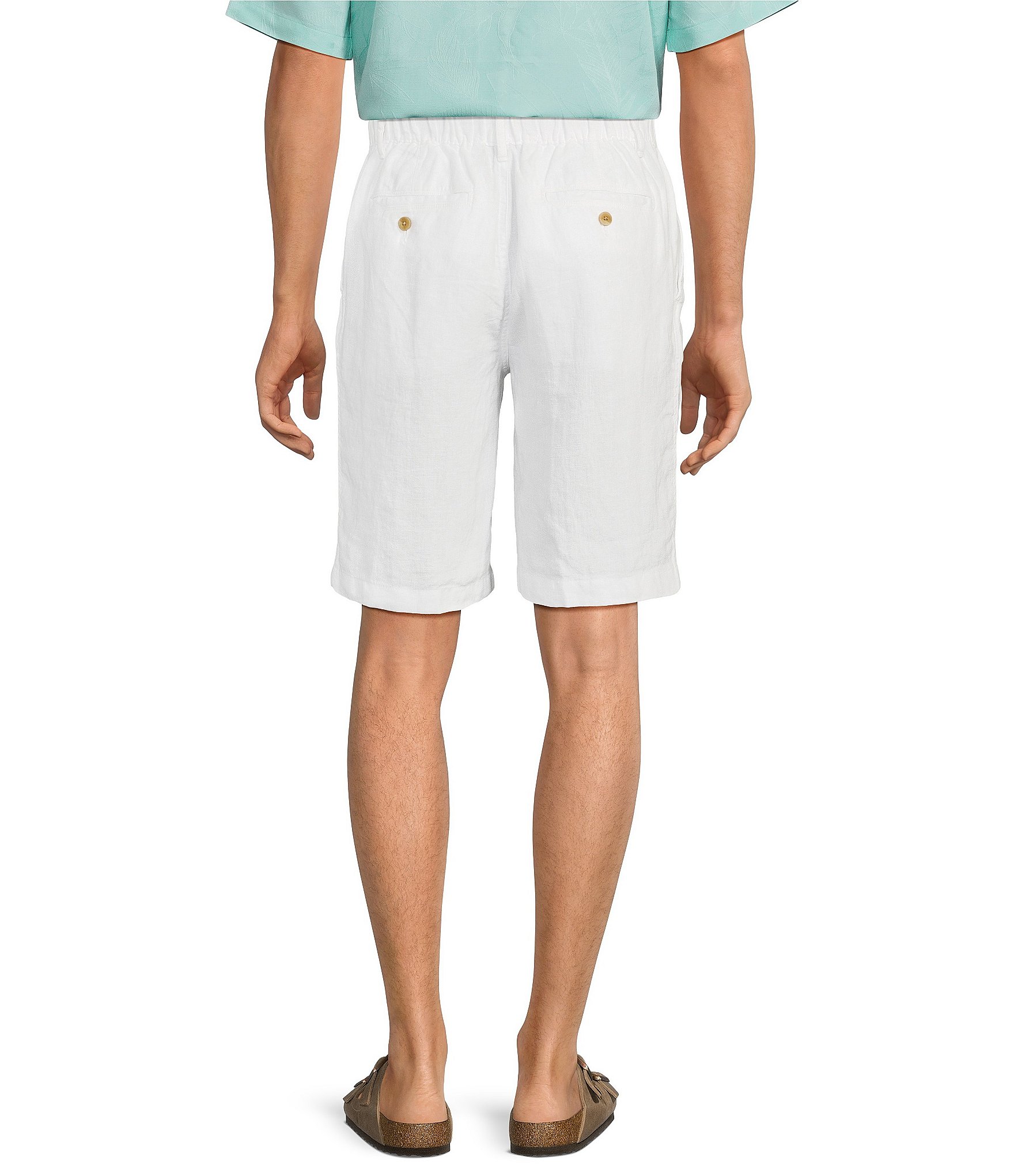 Caribbean Flat Front Linen 10#double; Inseam Shorts