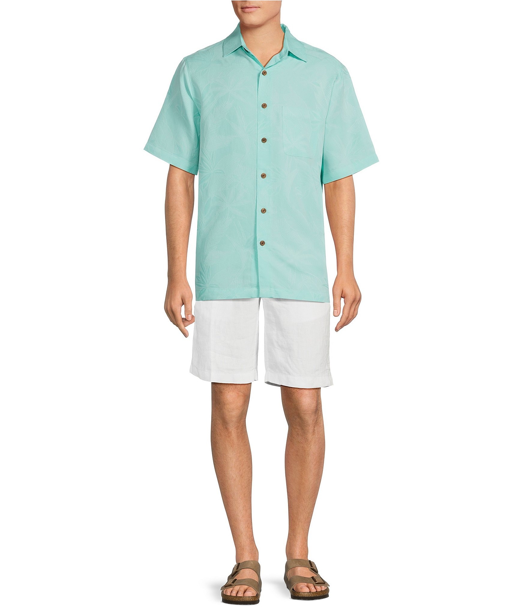 Caribbean Flat Front Linen 10#double; Inseam Shorts