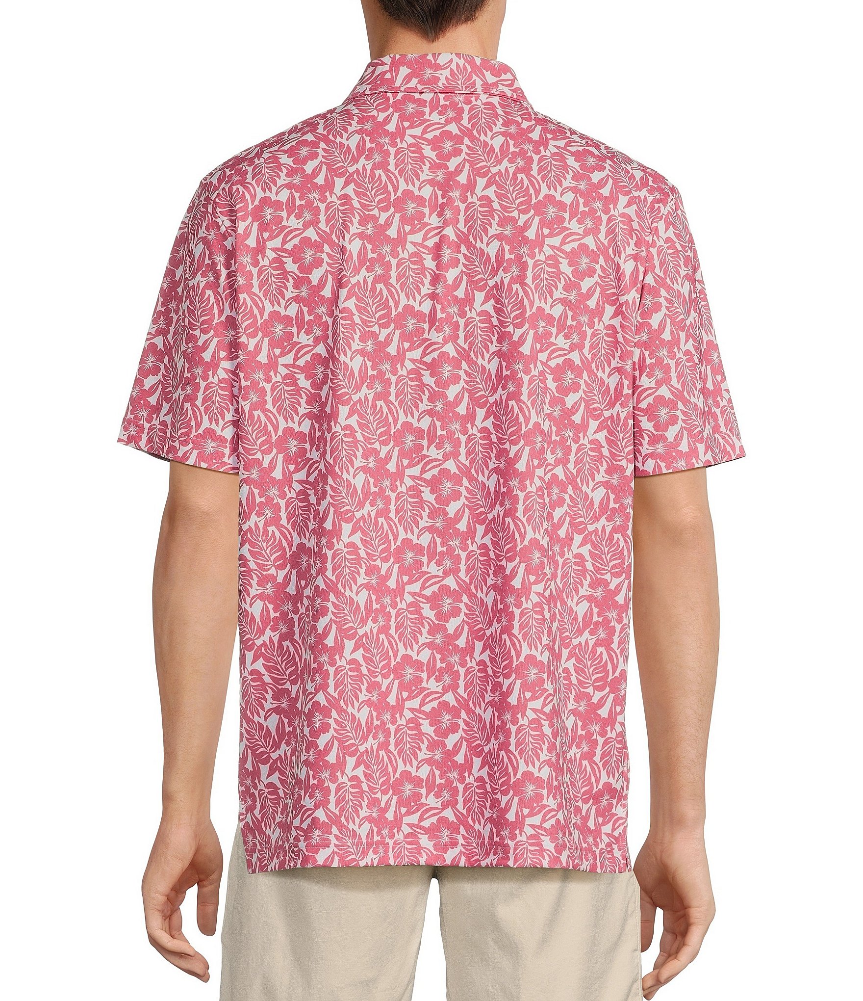 Caribbean Floral Print Short Sleeve Polo Shirt