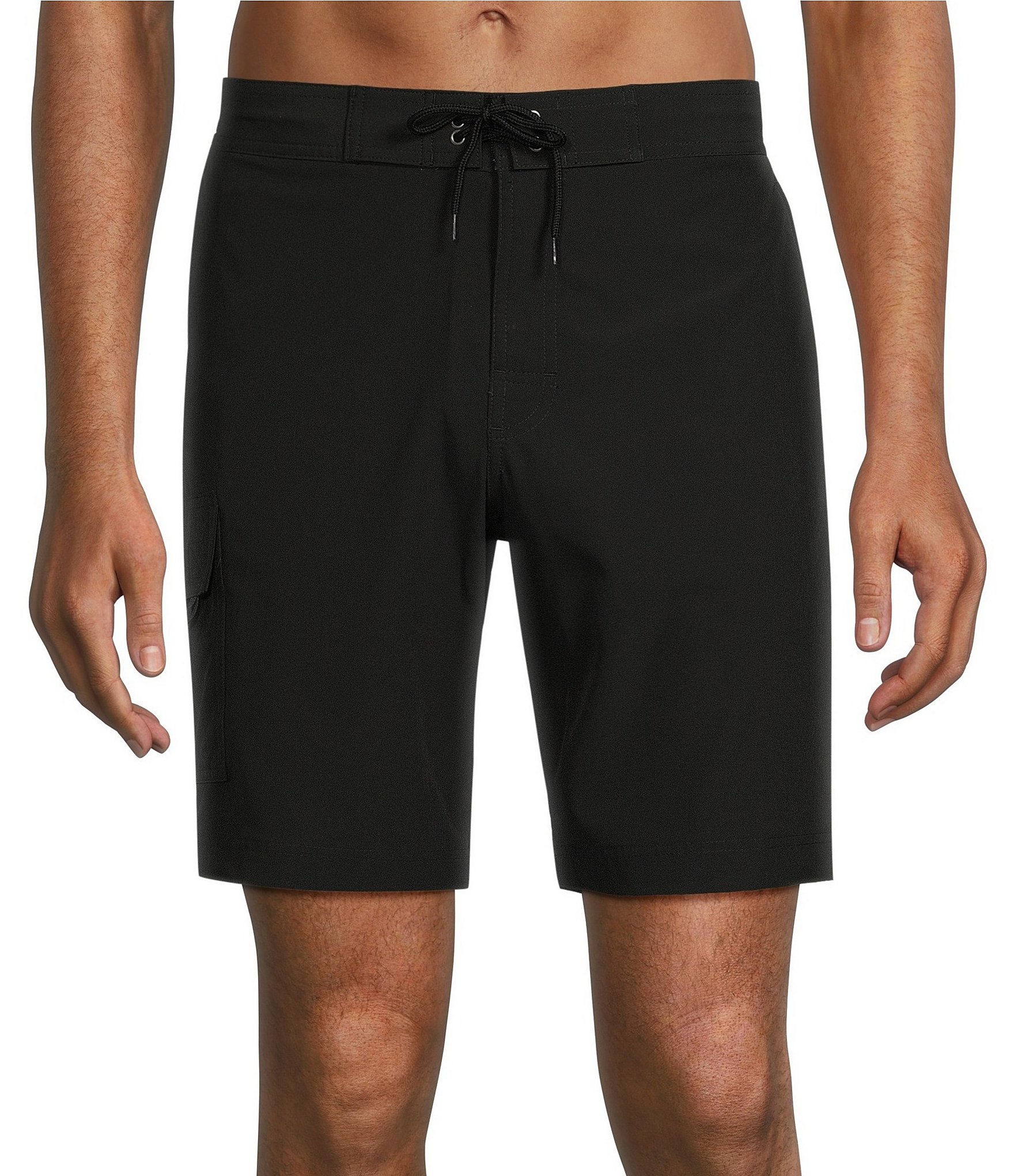 Caribbean Half Elastic Solid Cargo 9#double; Inseam Swim Trunks