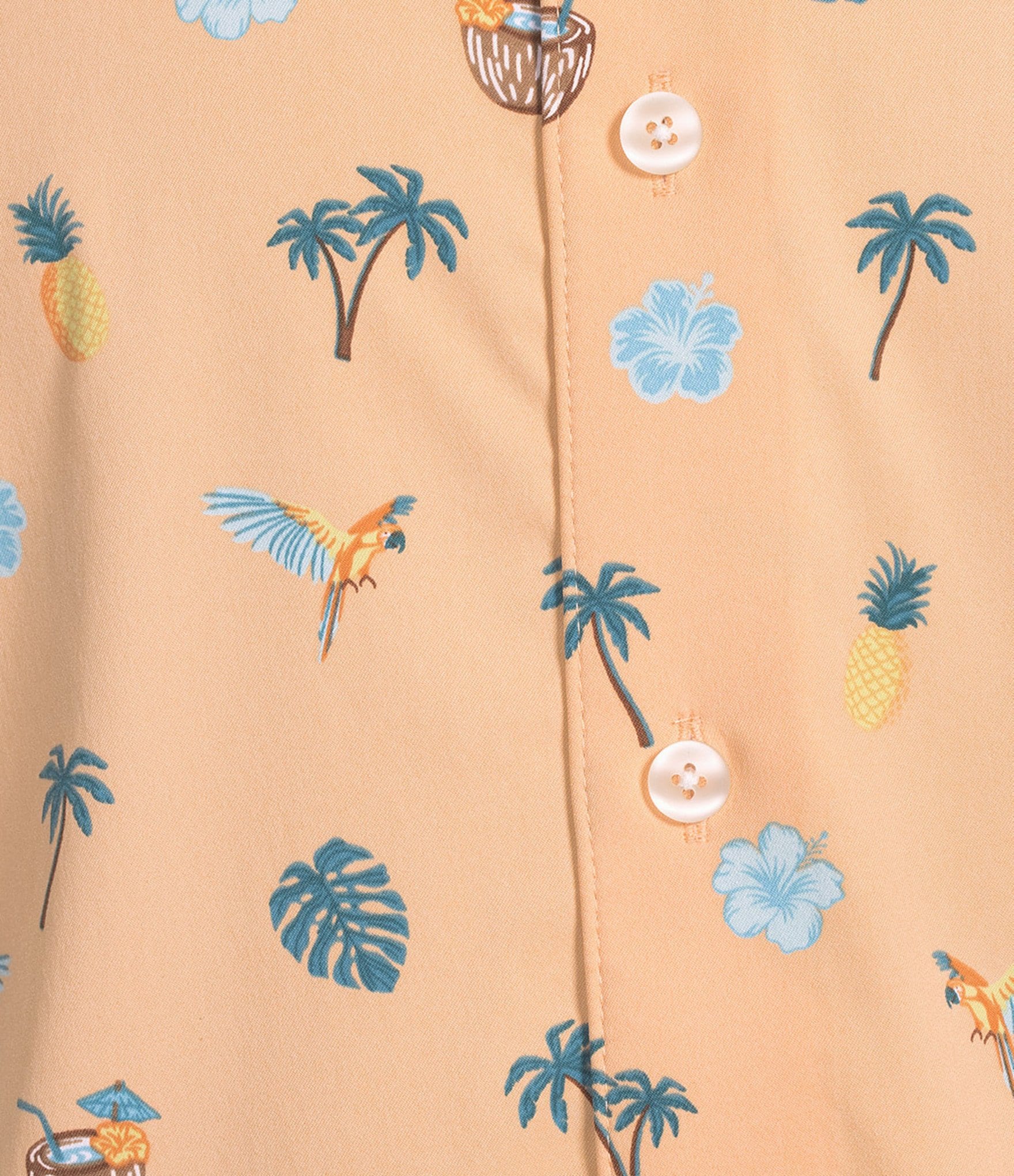 Caribbean Isle Breeze Performance Stretch Coconut Print Short Sleeve Woven Shirt