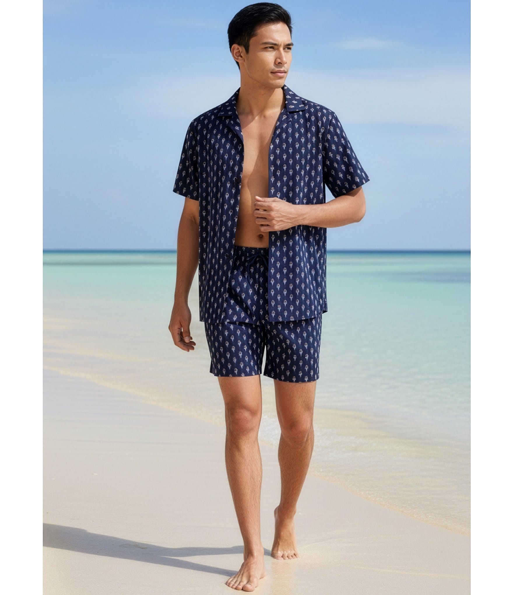 Caribbean Mini Flamingo 6#double; Cabana Swim Trunks