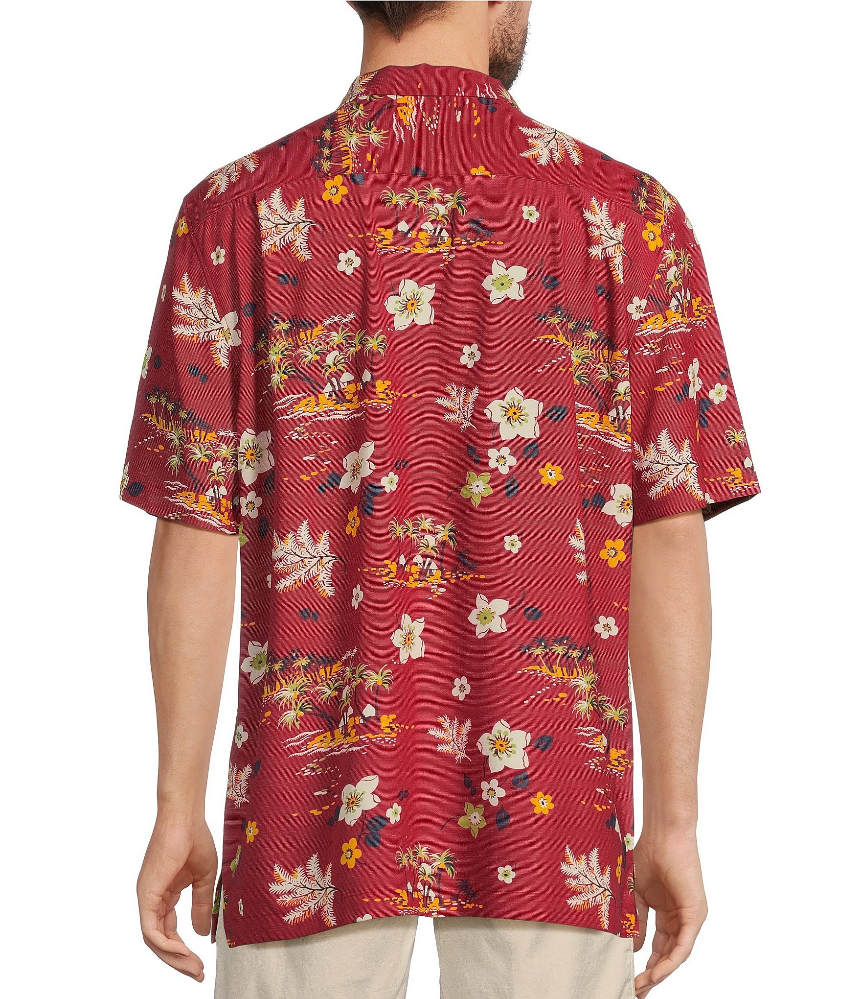 Caribbean Palm Island Printed Short Sleeve Woven Shirt