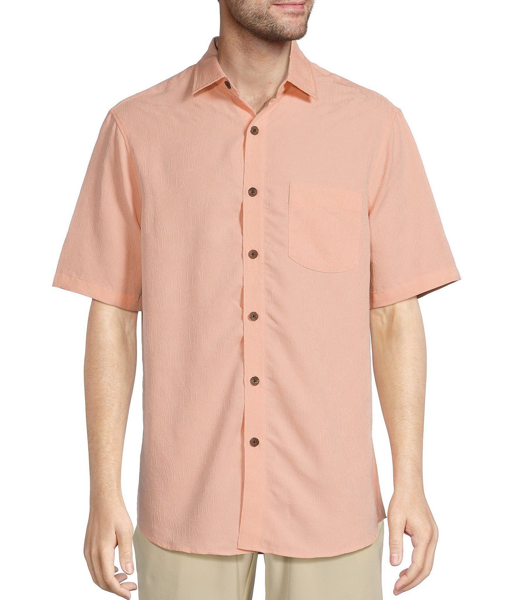 Caribbean Palm Paradise Jacquard Solid Short Sleeve Shirt