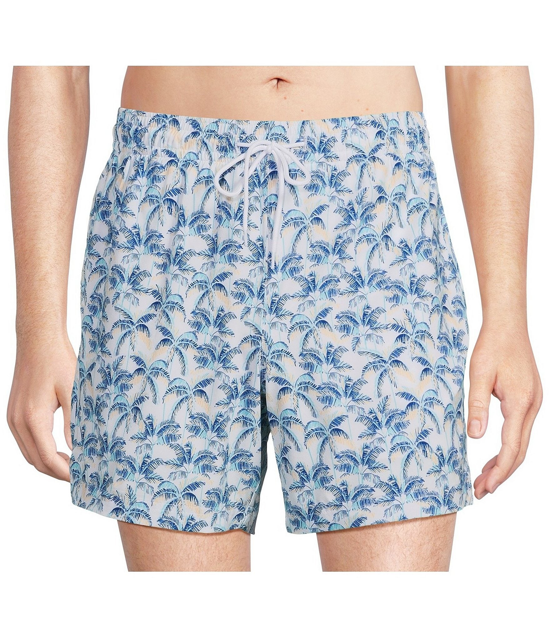 Caribbean Palm Trees 6#double; Inseam Swim Trunks