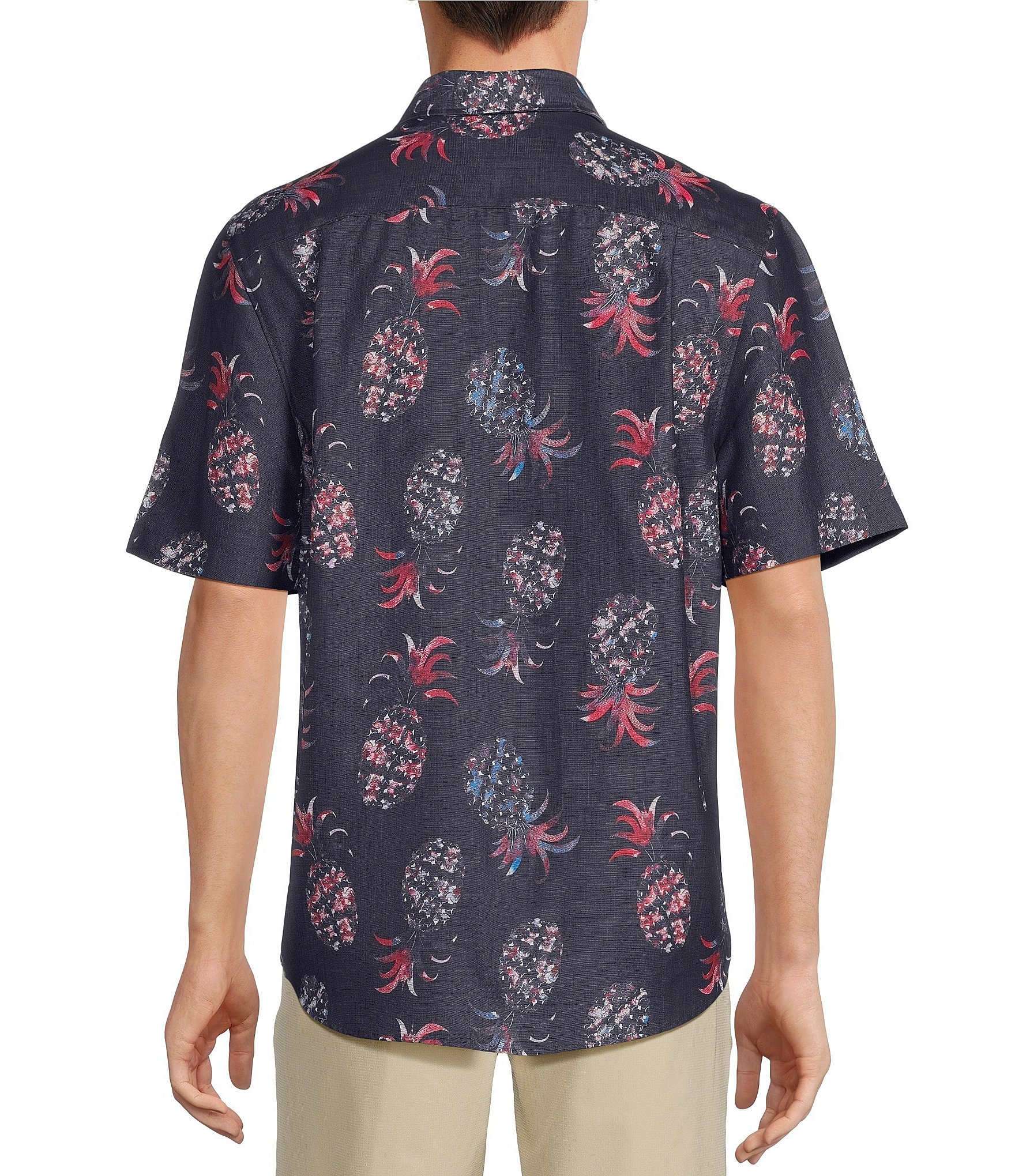 Caribbean Pineapple Print Poly Modal Short Sleeve Shirt