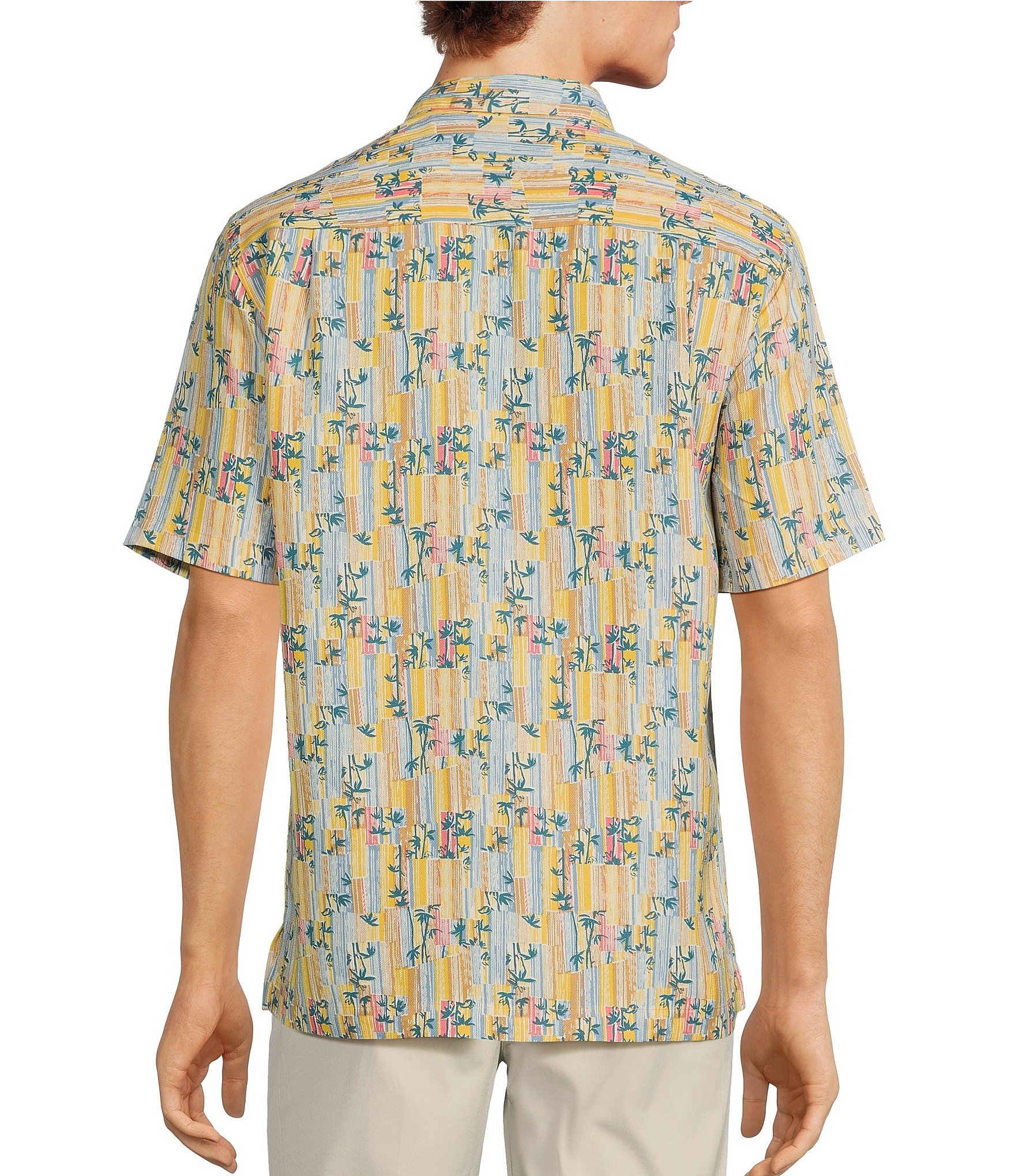 Caribbean Printed Palm Short Sleeve Woven Shirt