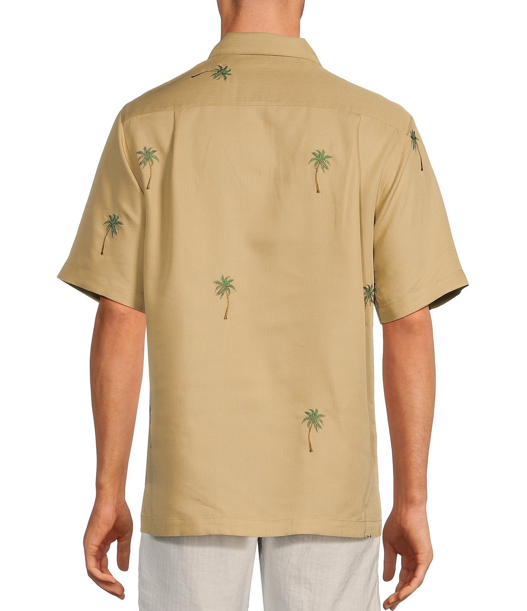 Caribbean Relaxed Fit Khaki Palm Valley Short Sleeve Woven Shirt