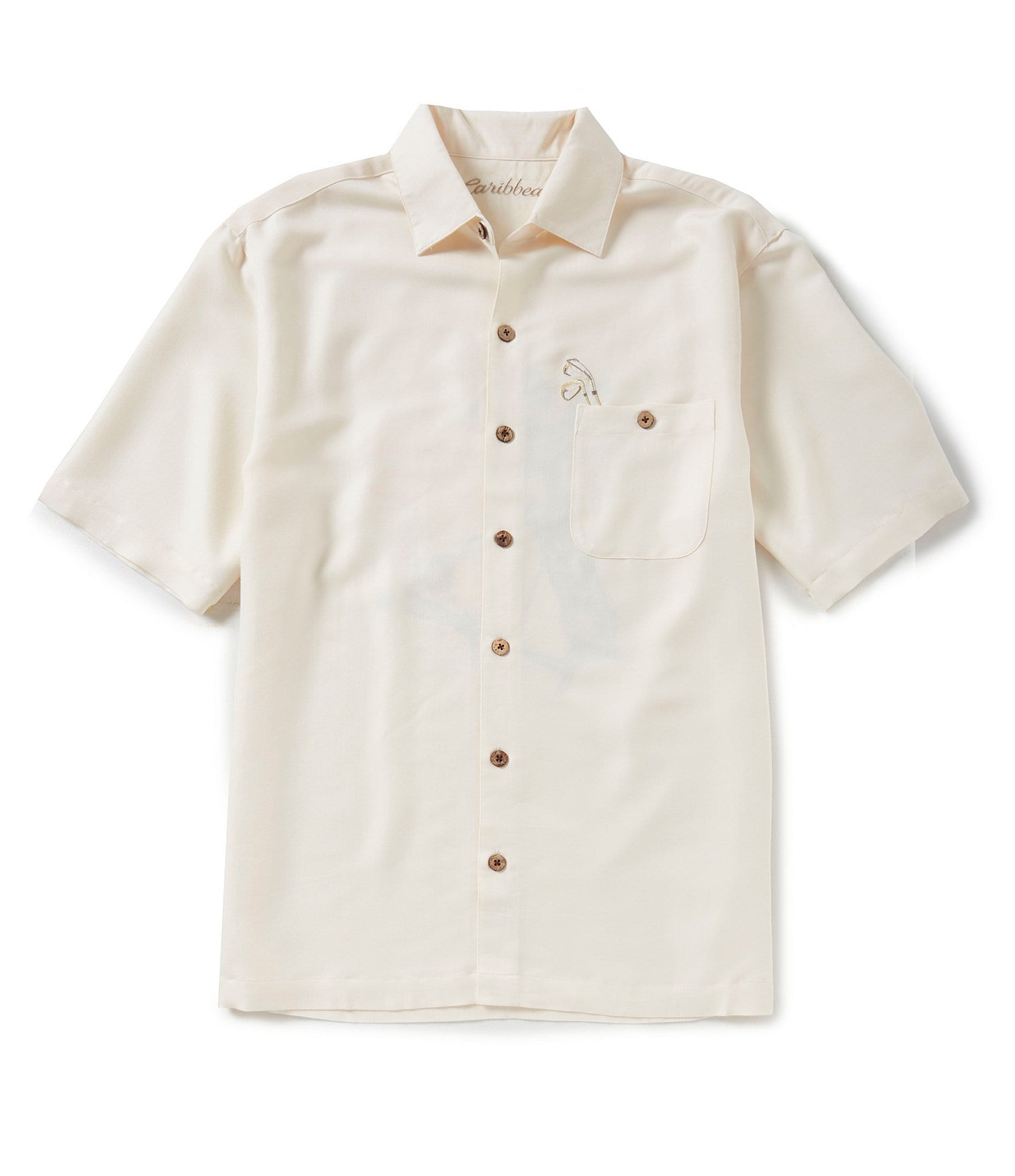 Caribbean Short-Sleeve Golf Bird Embroidered Woven Shirt | Dillards