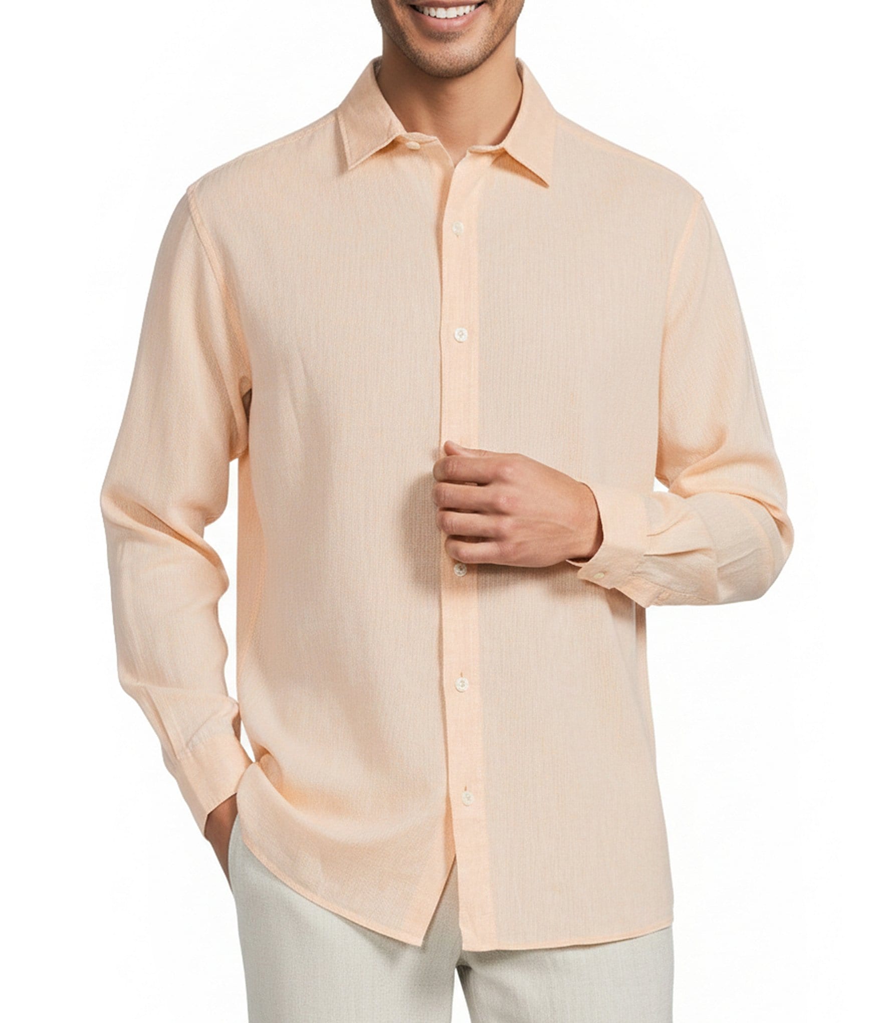 Caribbean Solid Long Sleeve Woven Shirt