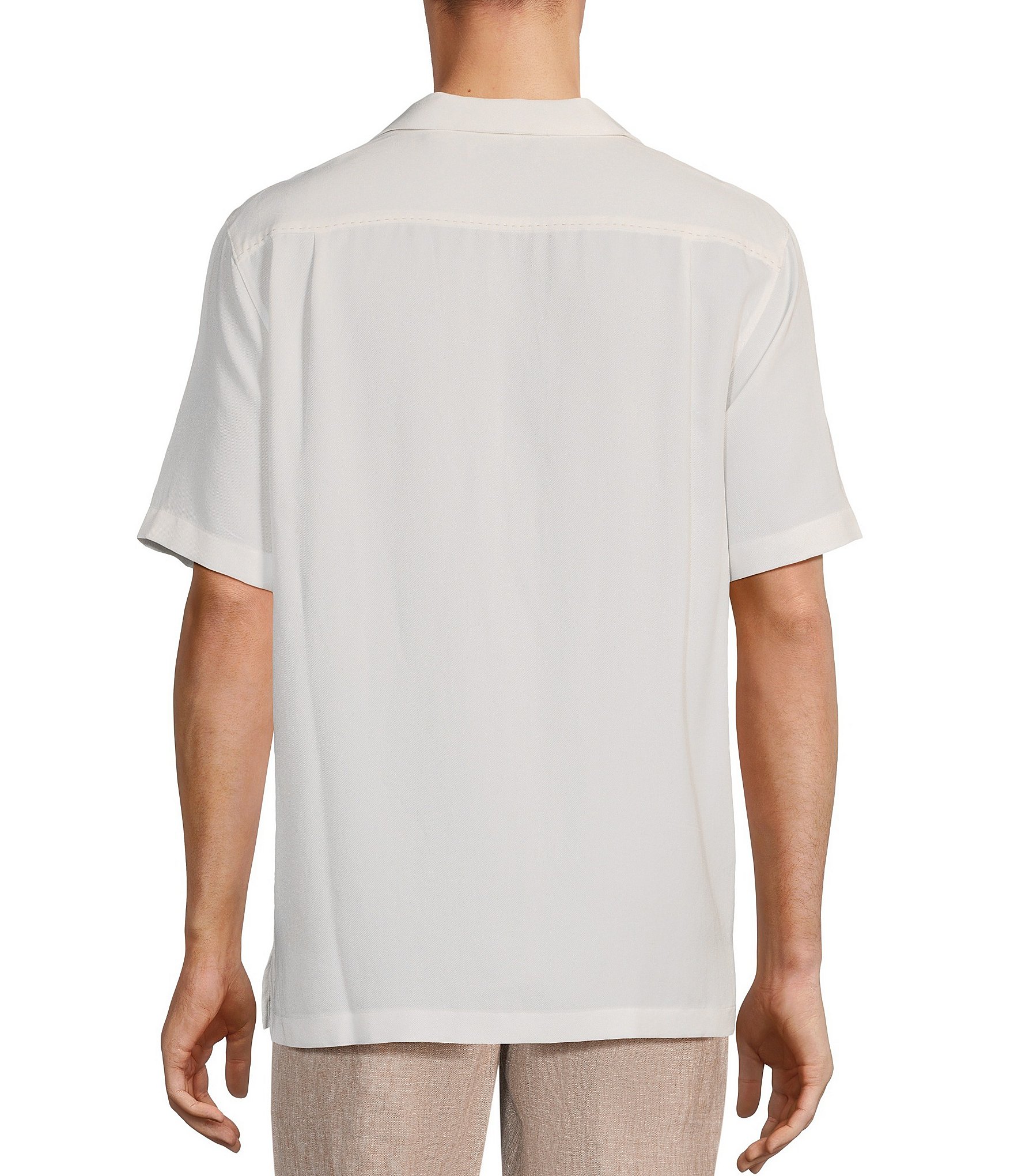 Caribbean Solid Short Sleeve Woven Camp Shirt