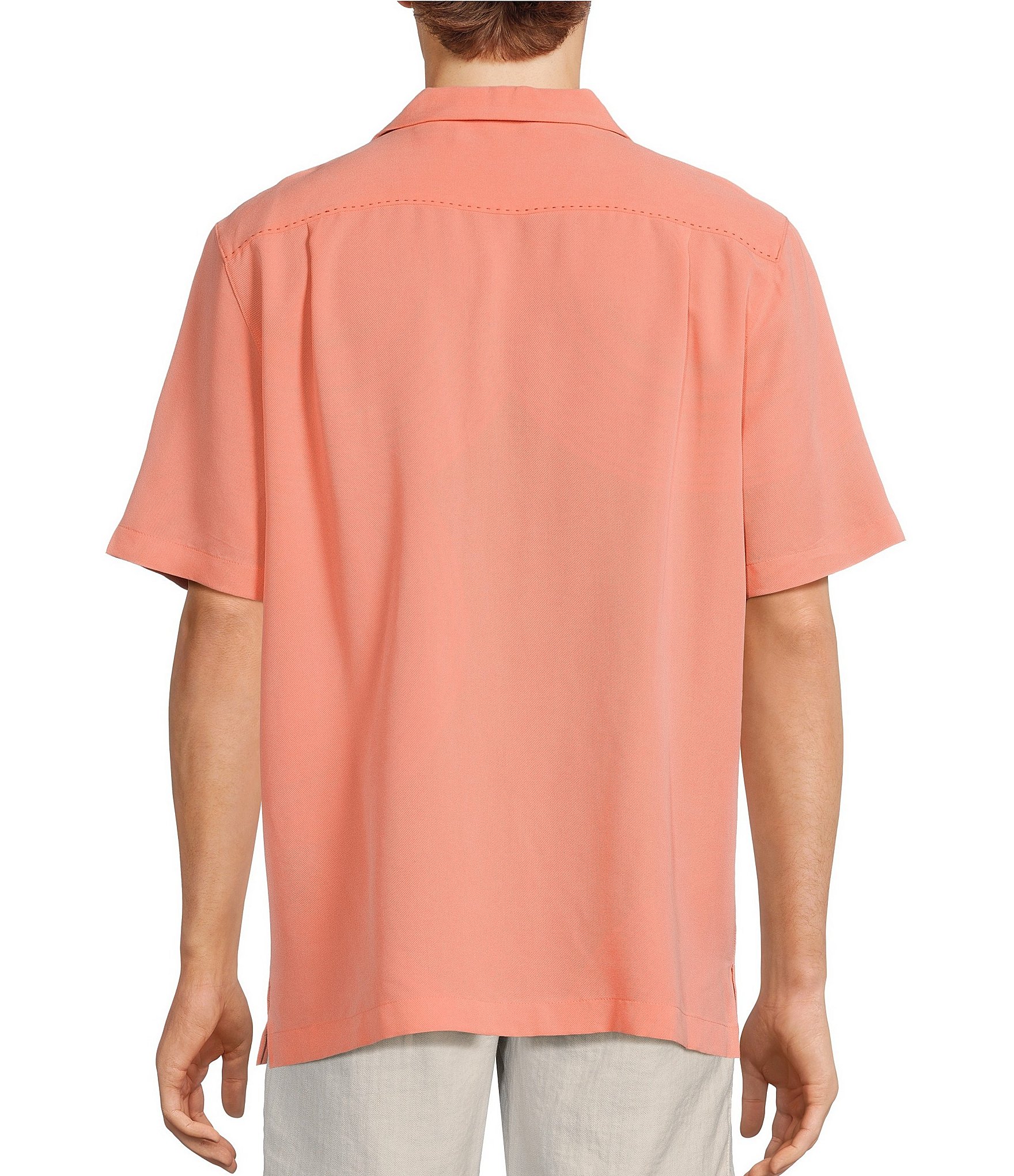 Caribbean Solid Short Sleeve Woven Camp Shirt