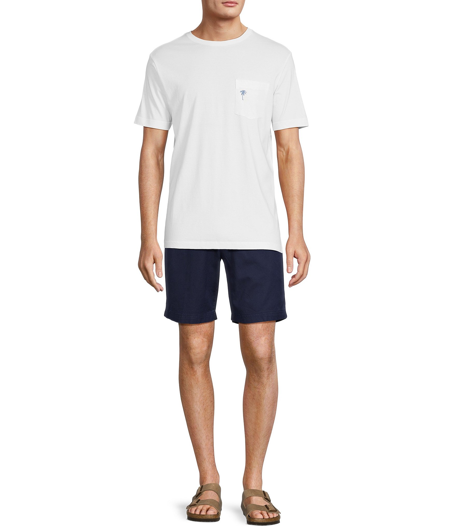 Caribbean Solid Texture 8#double; Inseam Linen Blend Shorts