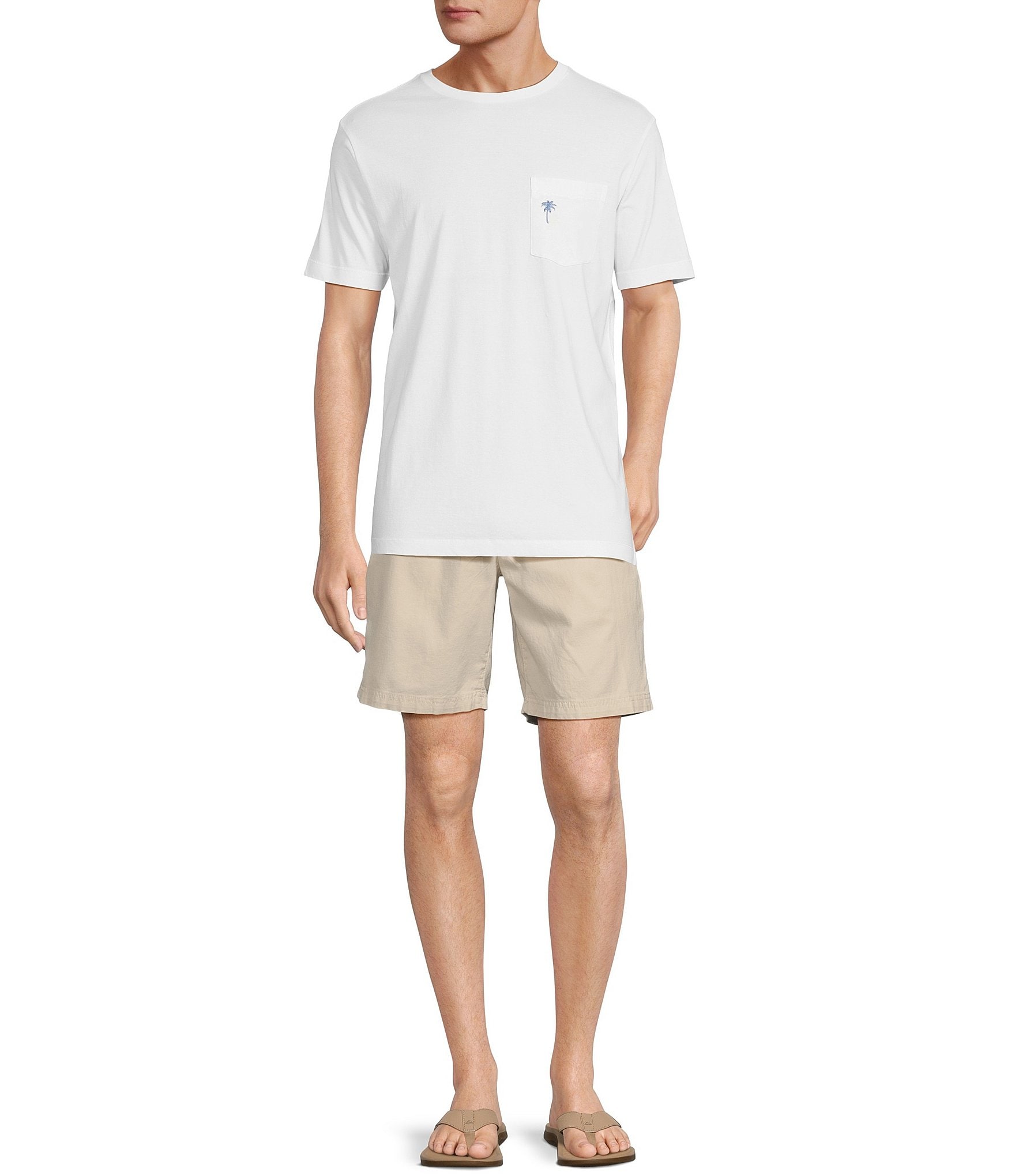 Caribbean Solid Texture 8#double; Inseam Linen Blend Shorts