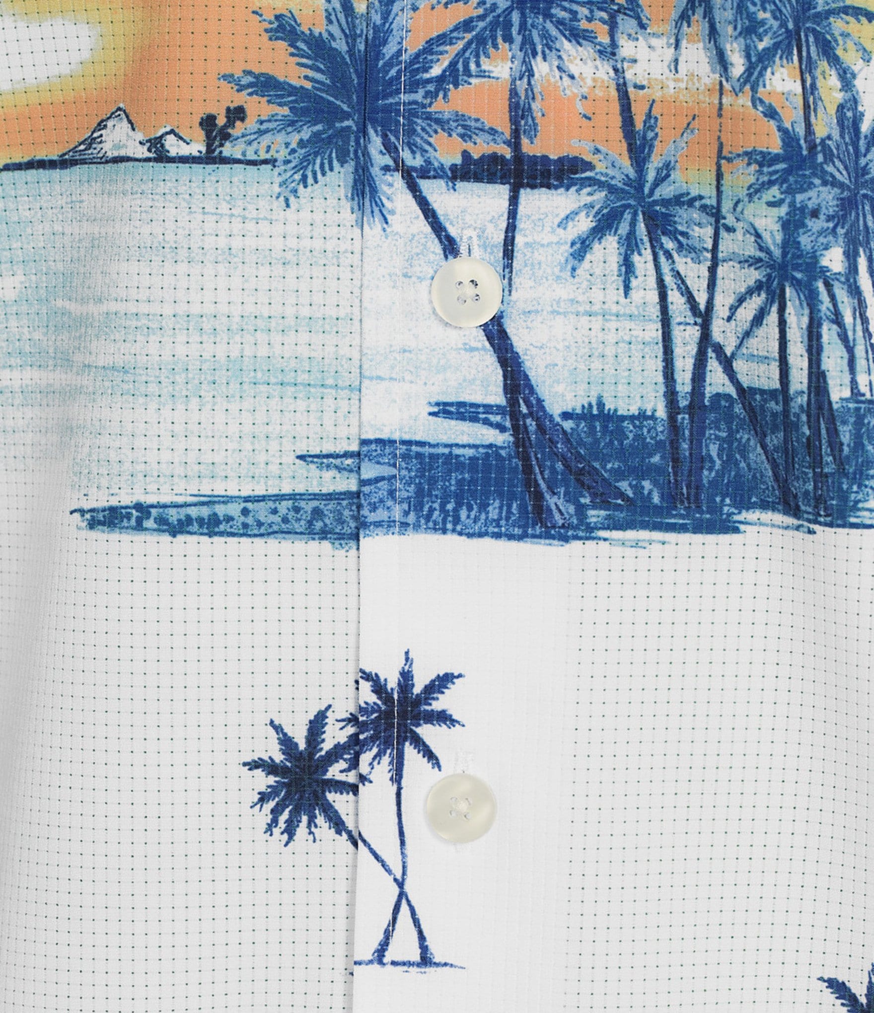 Caribbean Sunset Palm Print Short Sleeve Performance Woven Shirt