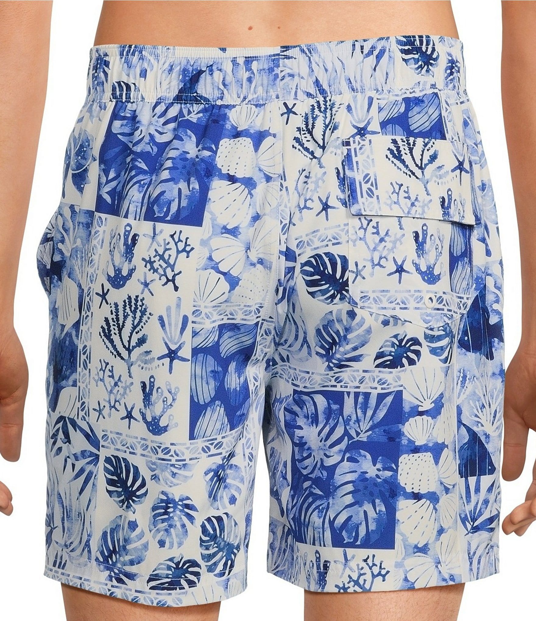 Caribbean Tropical Patchwork 6#double; Inseam Swim Trunks