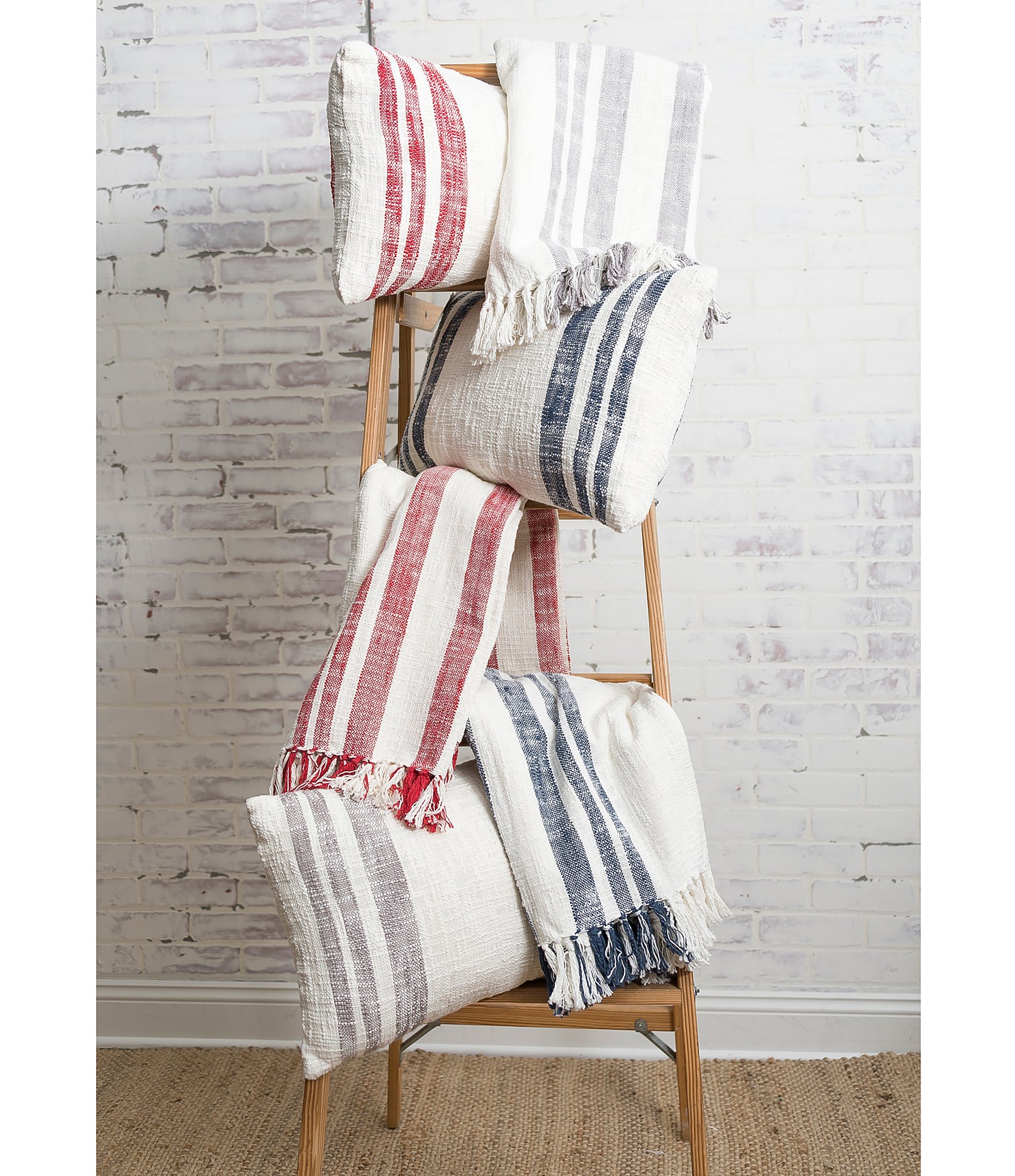 carol & frank Morgan Striped Fringe Throw Blanket