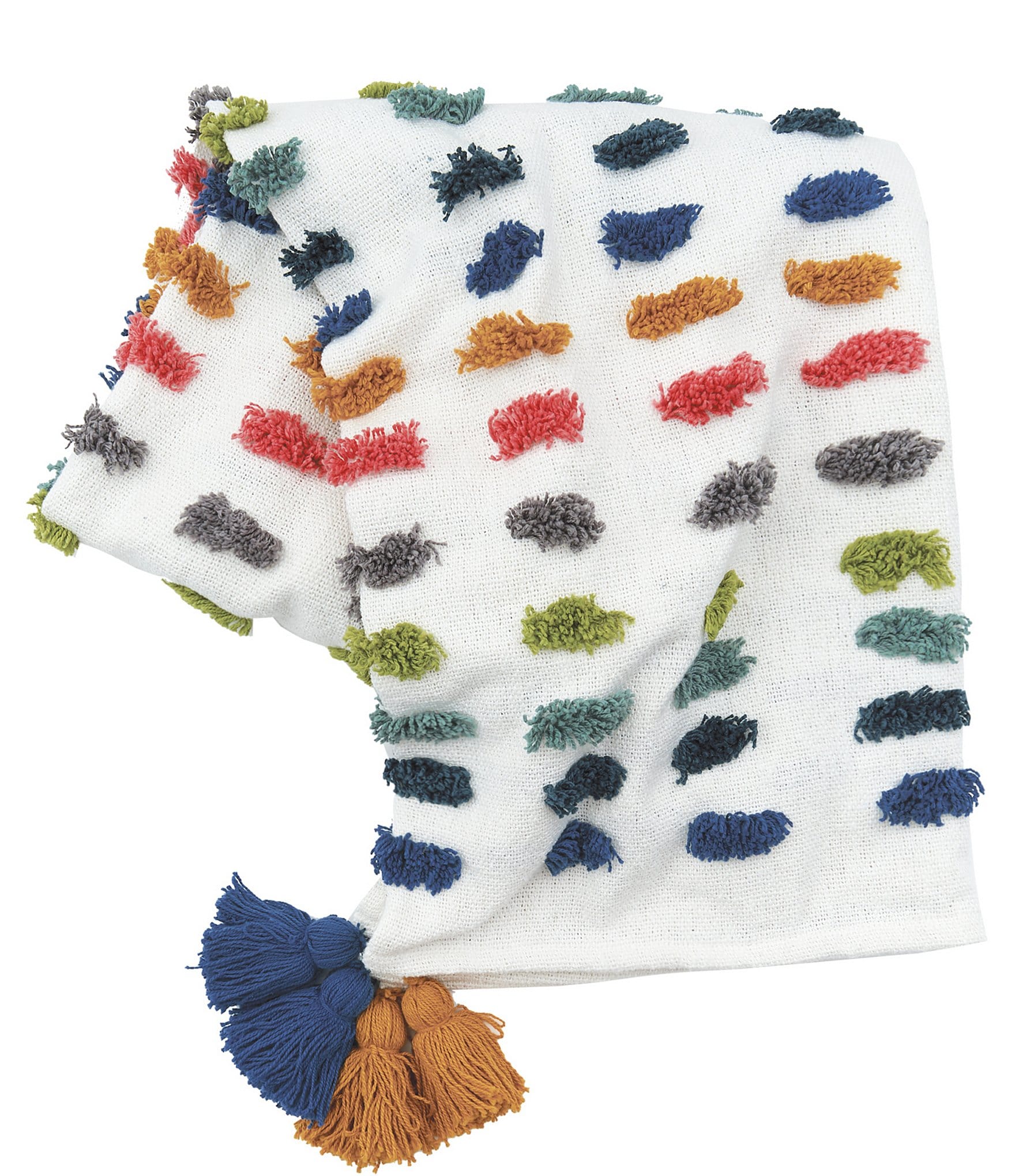 carol & frank Vaughan Multicolor Tufted Accents Tassel Throw Blanket