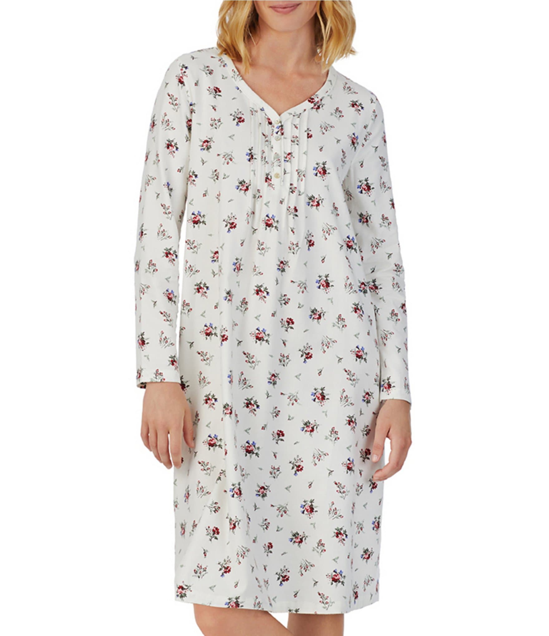 Lanz Vintage Cotton Flannel Nightgown in Floral Print