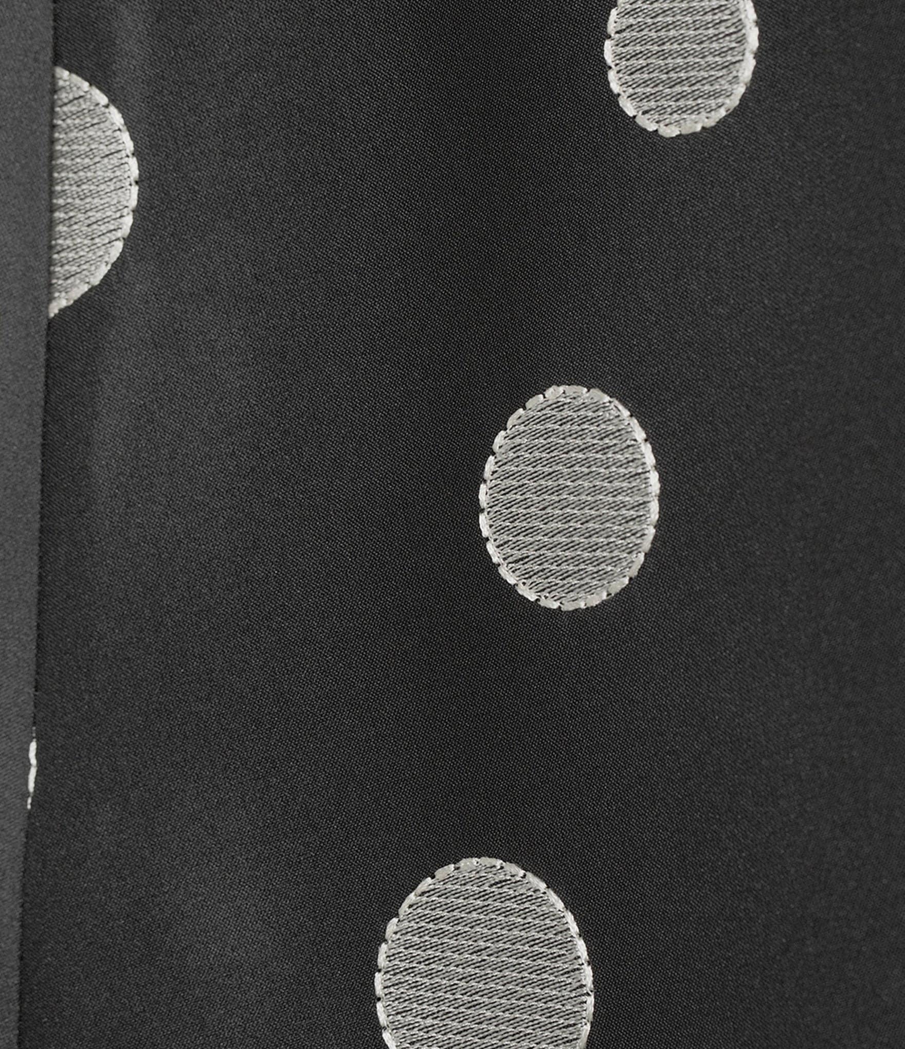 Caroline Rose Embroidered Dot Pattern Point Collar 3/4 Cuff Sleeve Button-Front Shirt