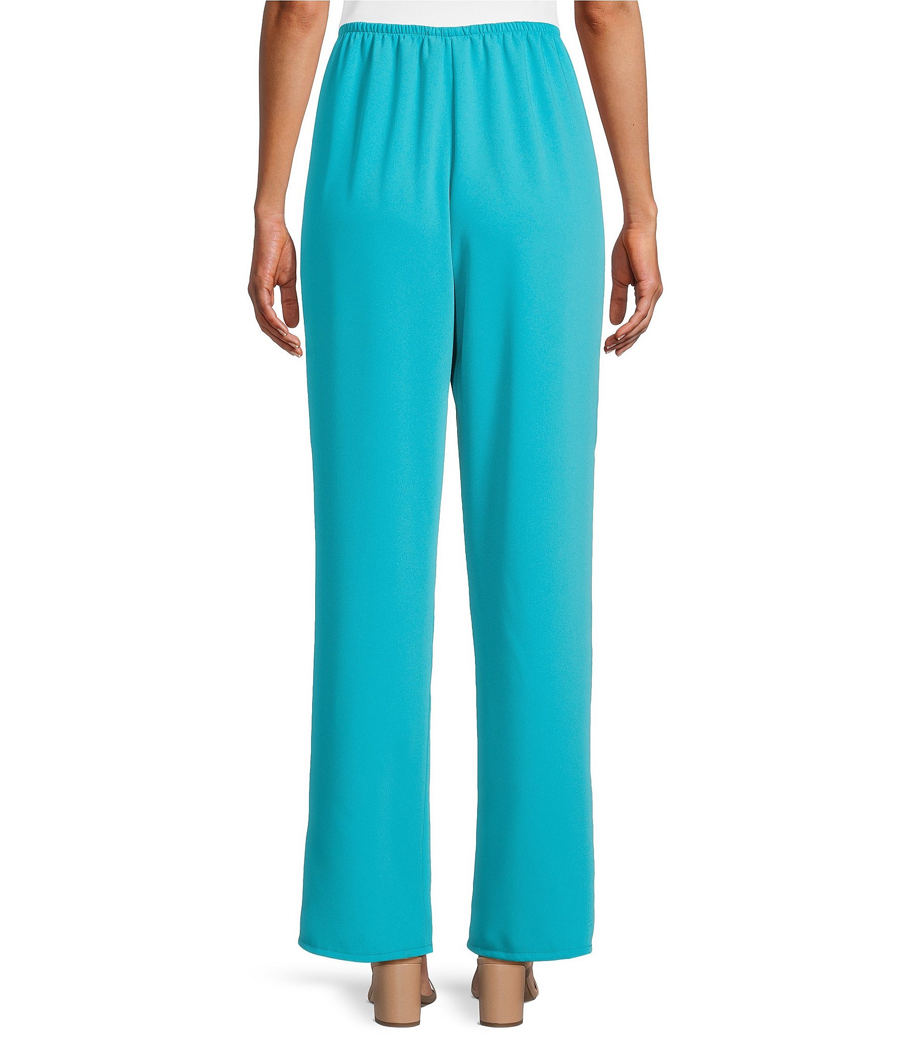 Caroline Rose Matte Crepe Pull-On Straight Leg Pants