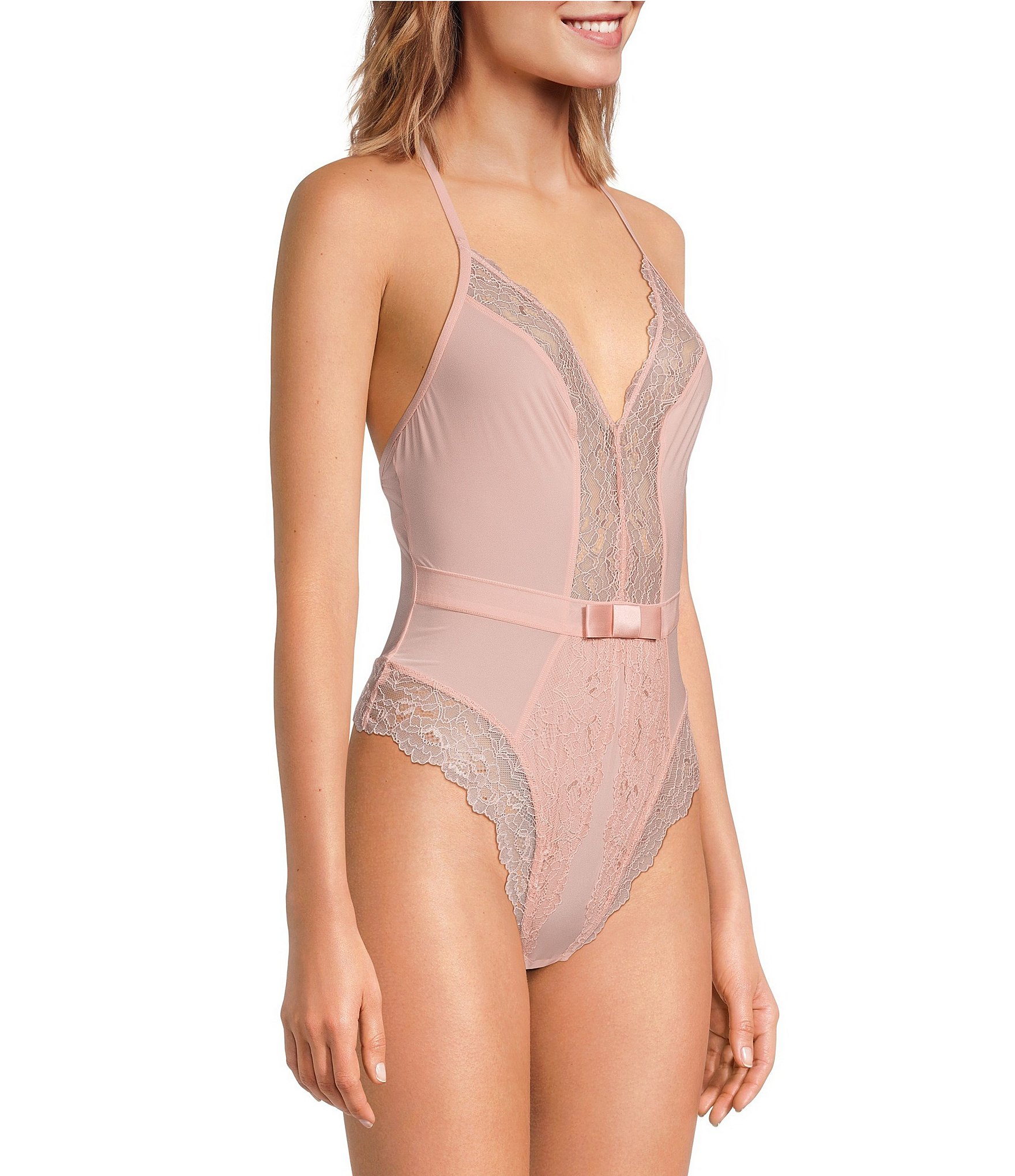 Cassandra Lace Thong Deep V-Neck Sleeveless Teddy