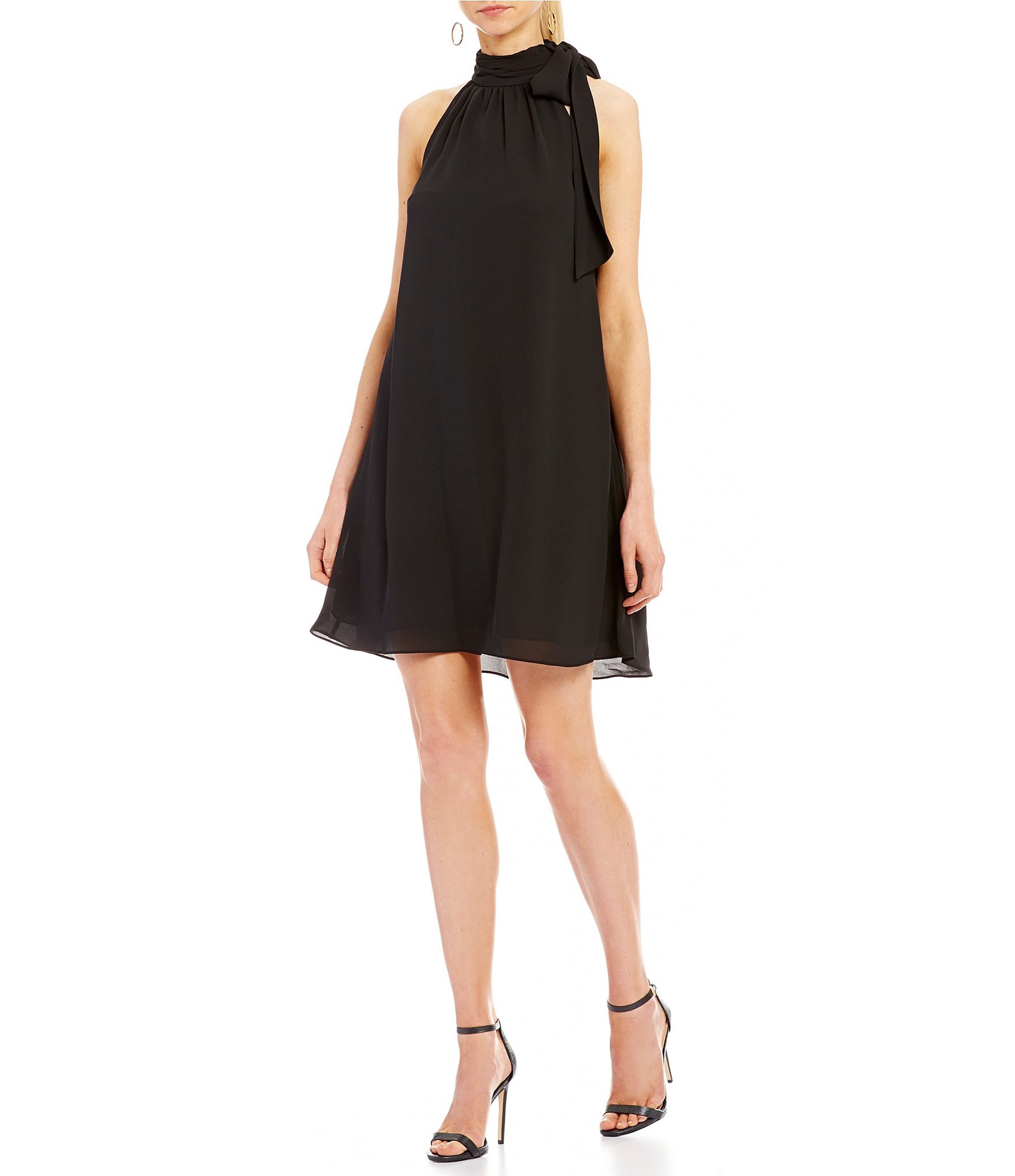 CeCe Crepe Tie Neck Shift Dress | Dillards