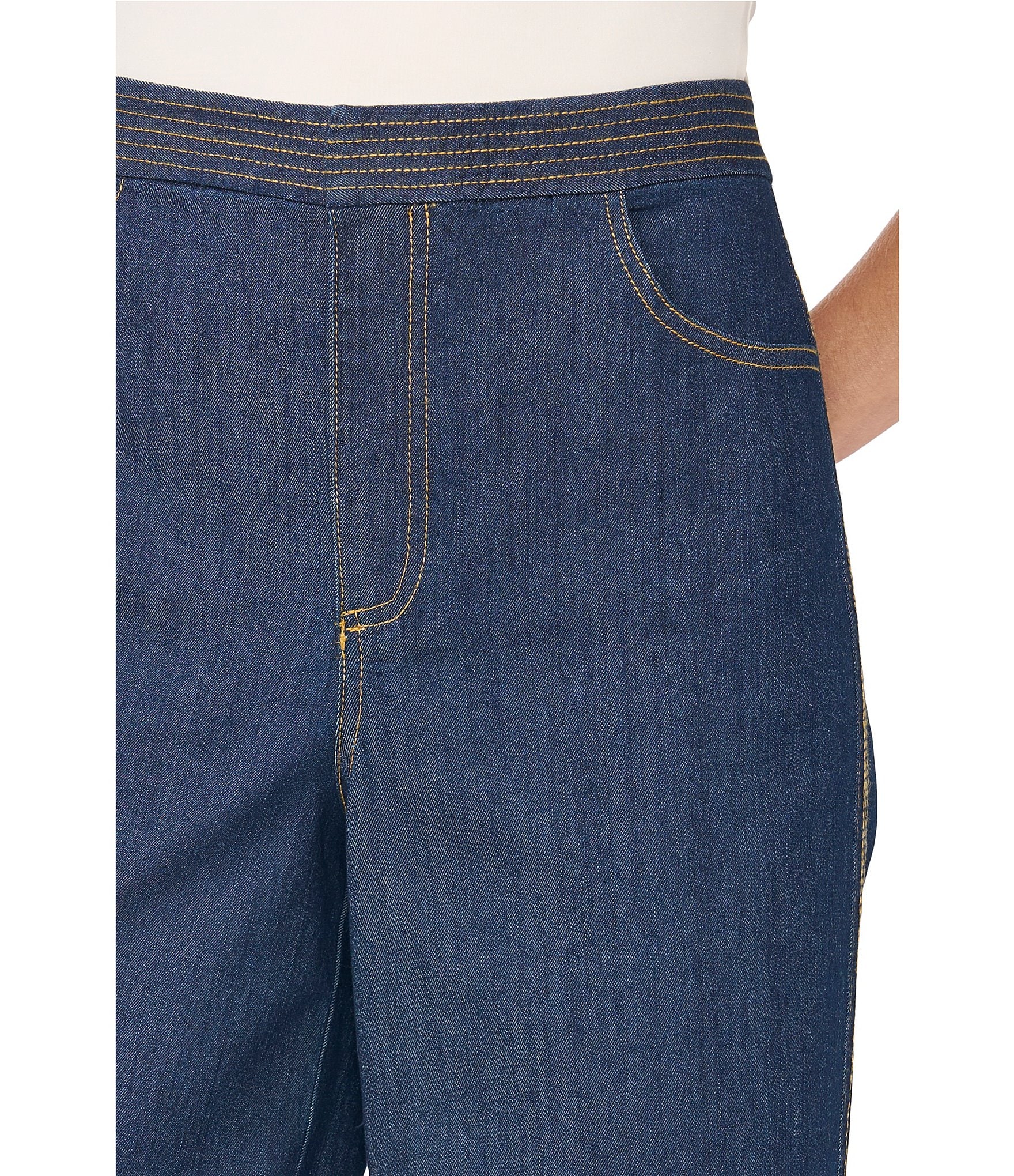 CeCe Denim Wideleg Stitching Pants