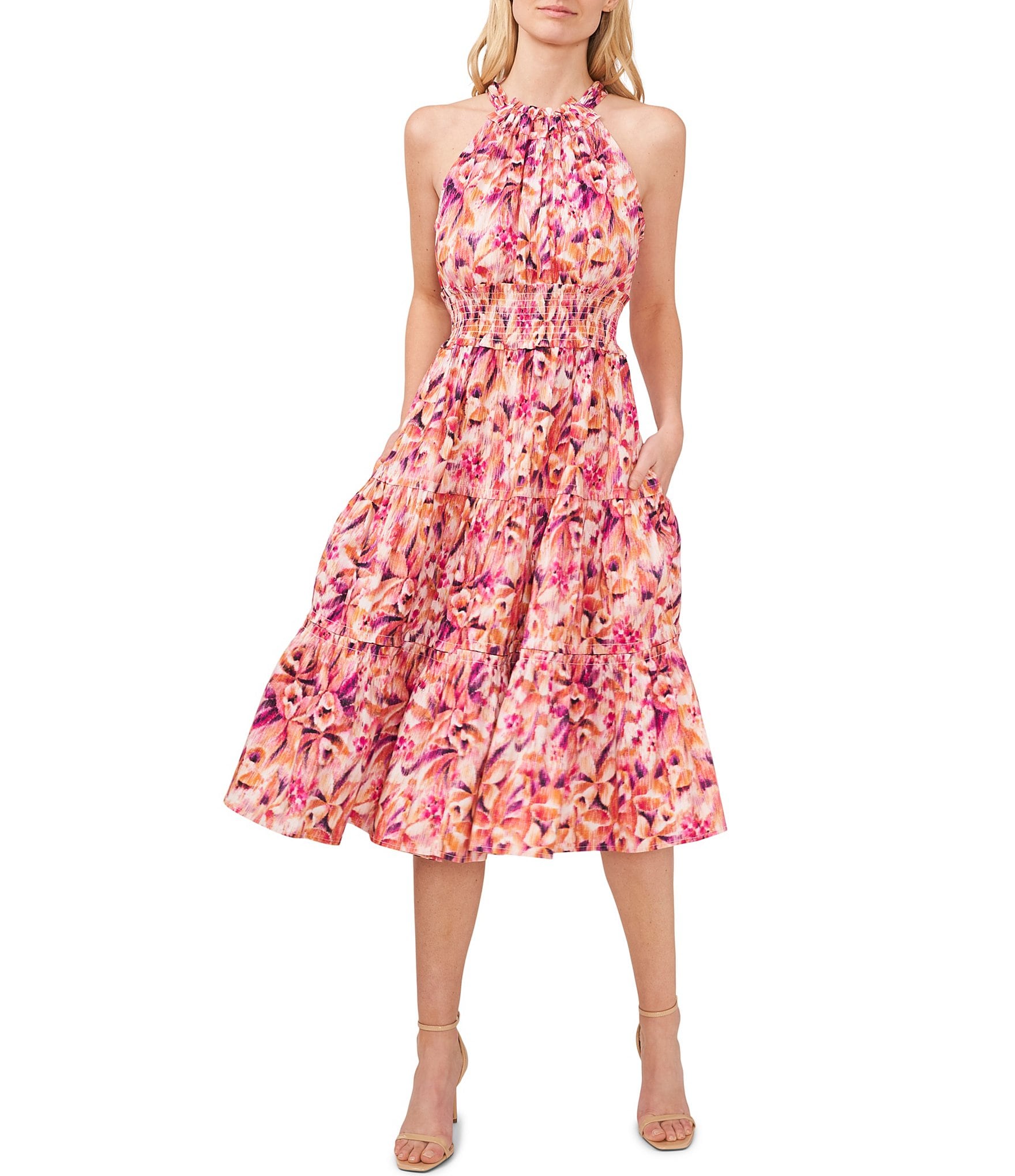 CeCe Halter Sleeveless Midi dress | Dillard's