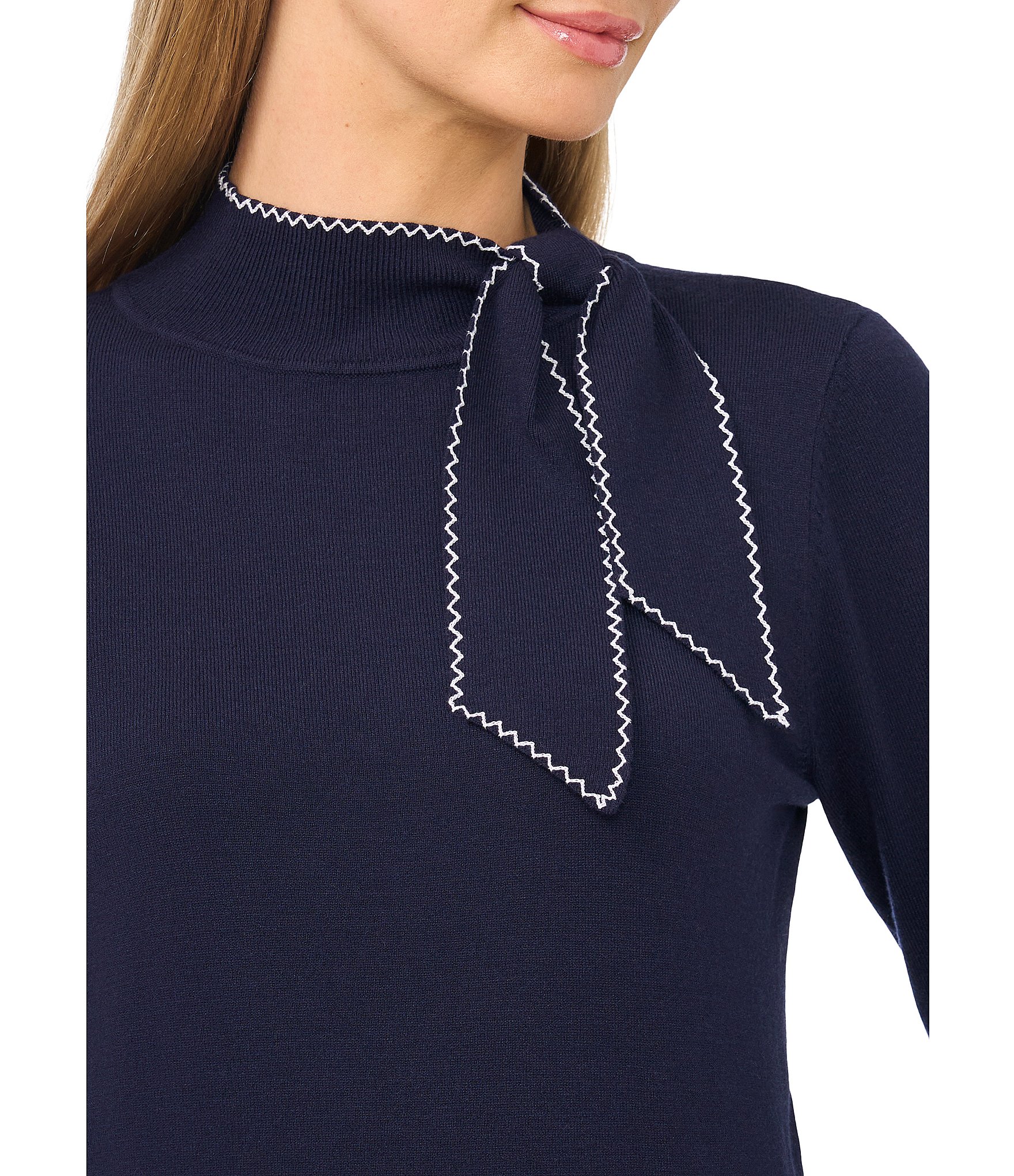 Cece Long Sleeve Tie Neck Sweater