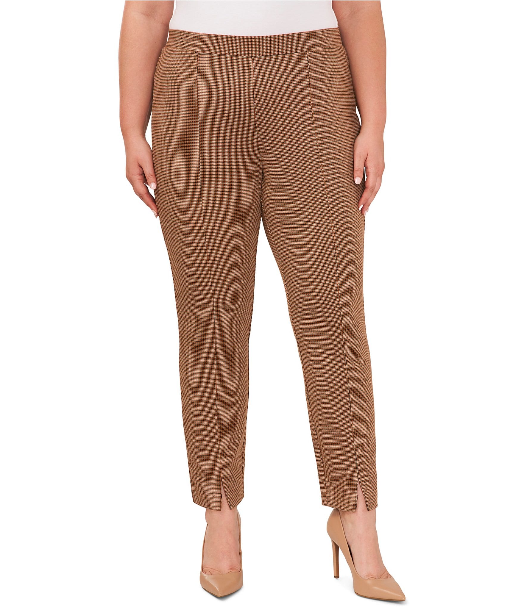 CeCe Plus Size Coordinating Plaid Split Cuff Pants | Dillard's