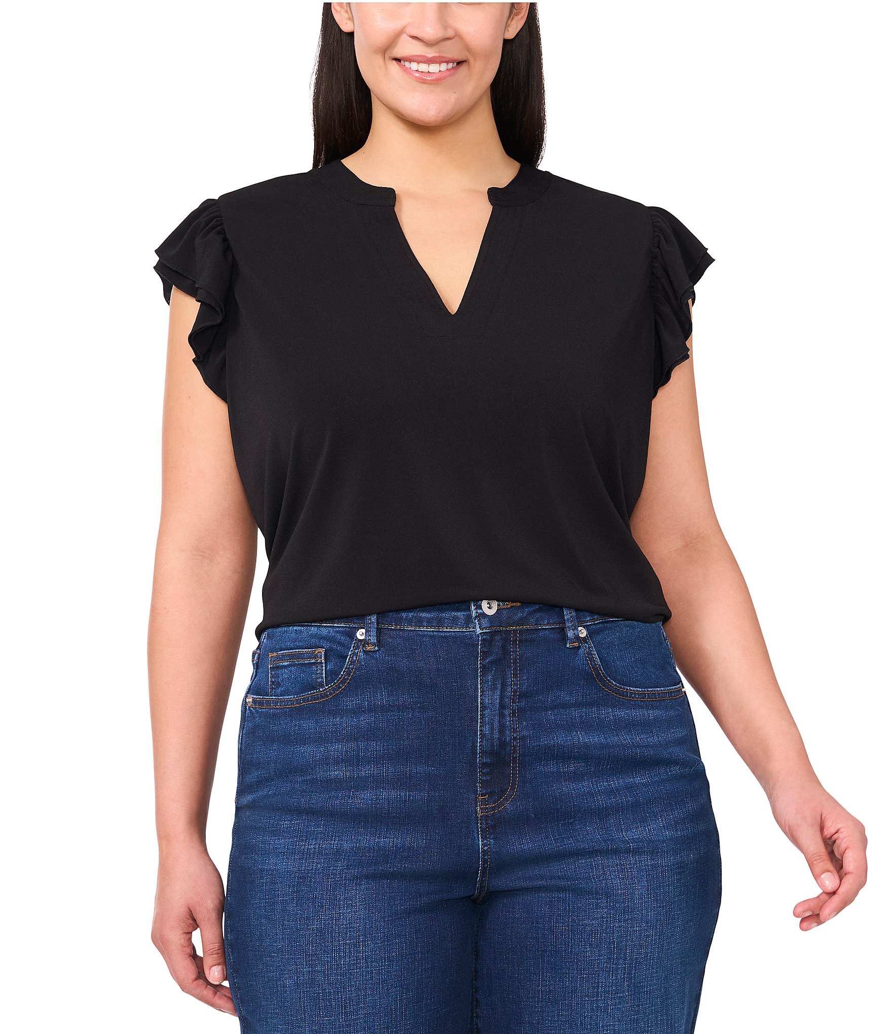 売れ筋商品|||スタイルアンドコー カットソー トップス レディース Plus Size  Printed Flutter-Sleeve Top, Created for Macy's Tulip Pink Style & Co Style& Co Women's Printed Square-Neck Flutter