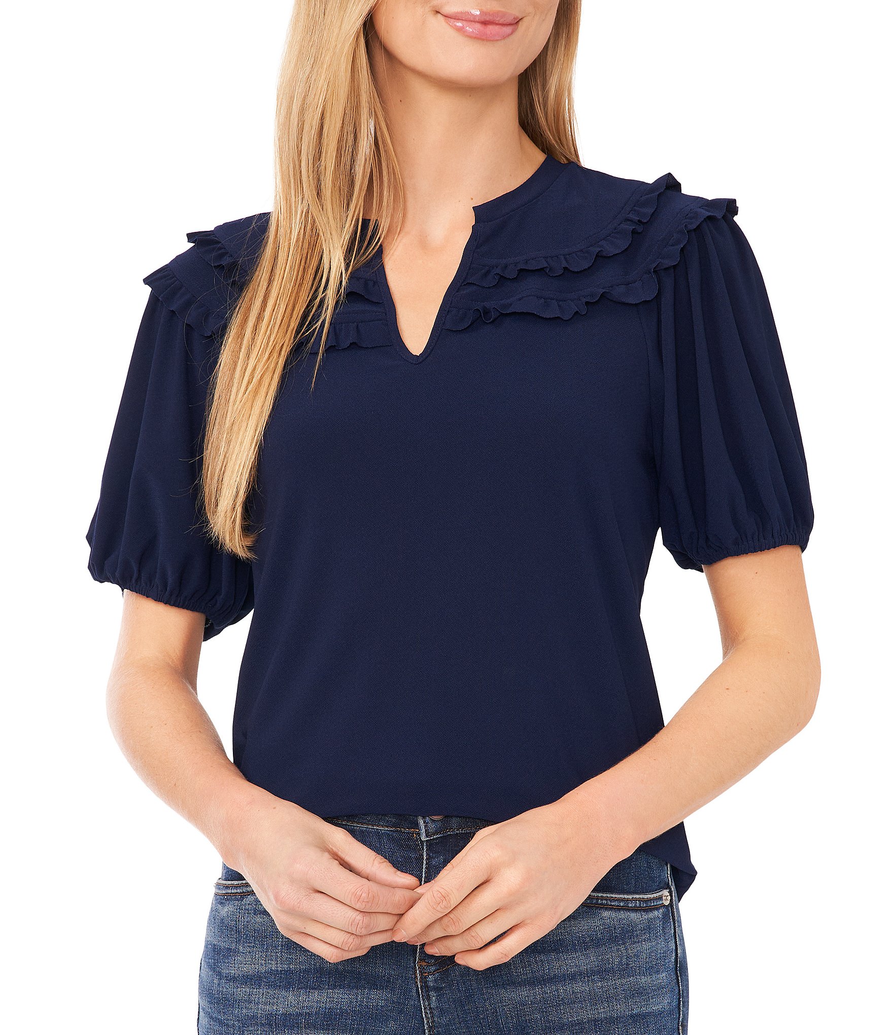 V fashion neck chiff s blouse