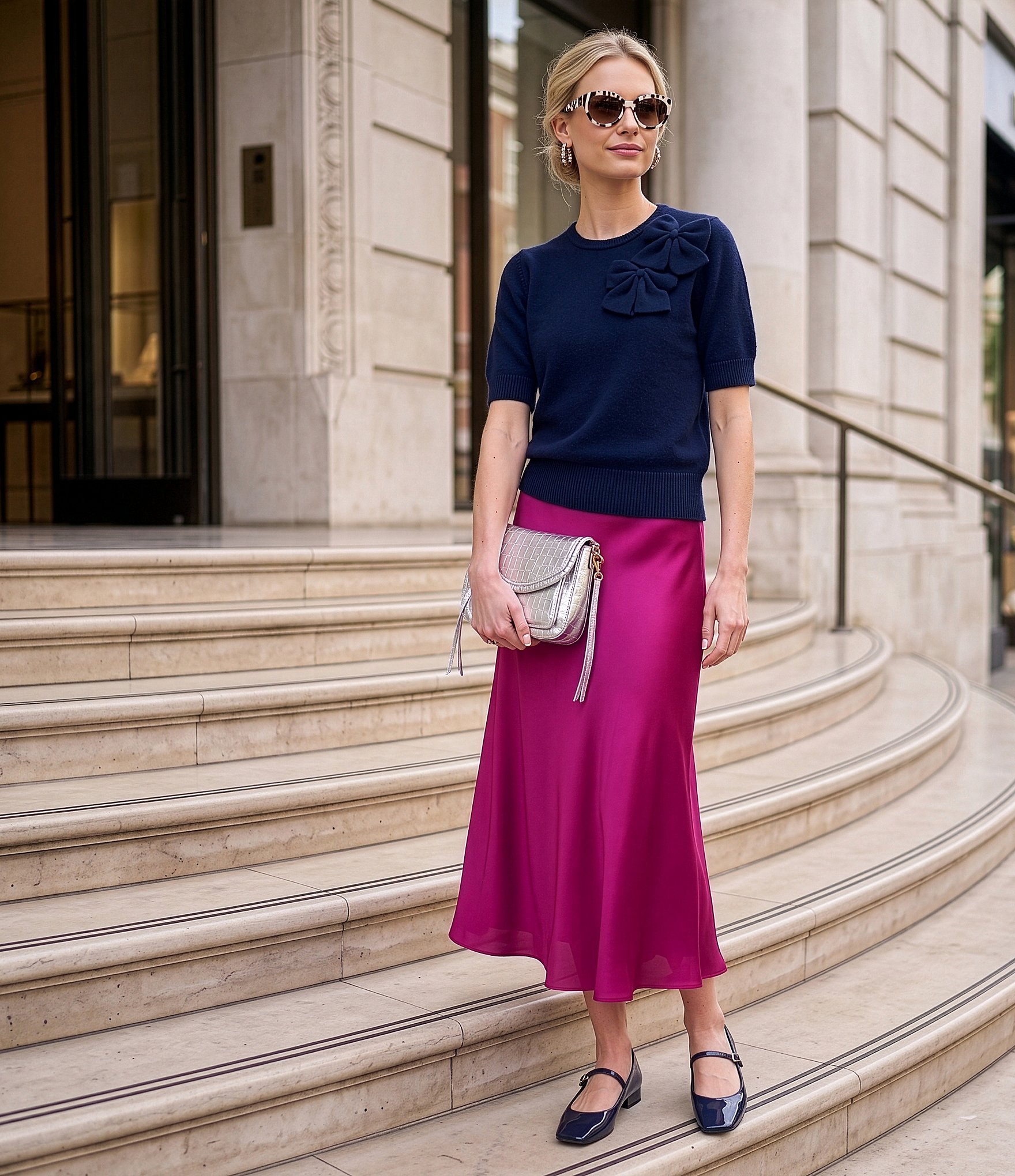 CeCe Satin Midi Slip Skirt
